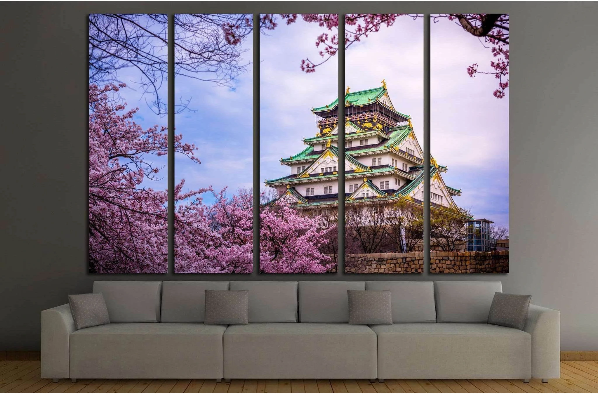 Osaka Castle Sakura №1796 Ready to Hang Canvas Print - Zellart Canvas Prints ALL_Products, s-1796