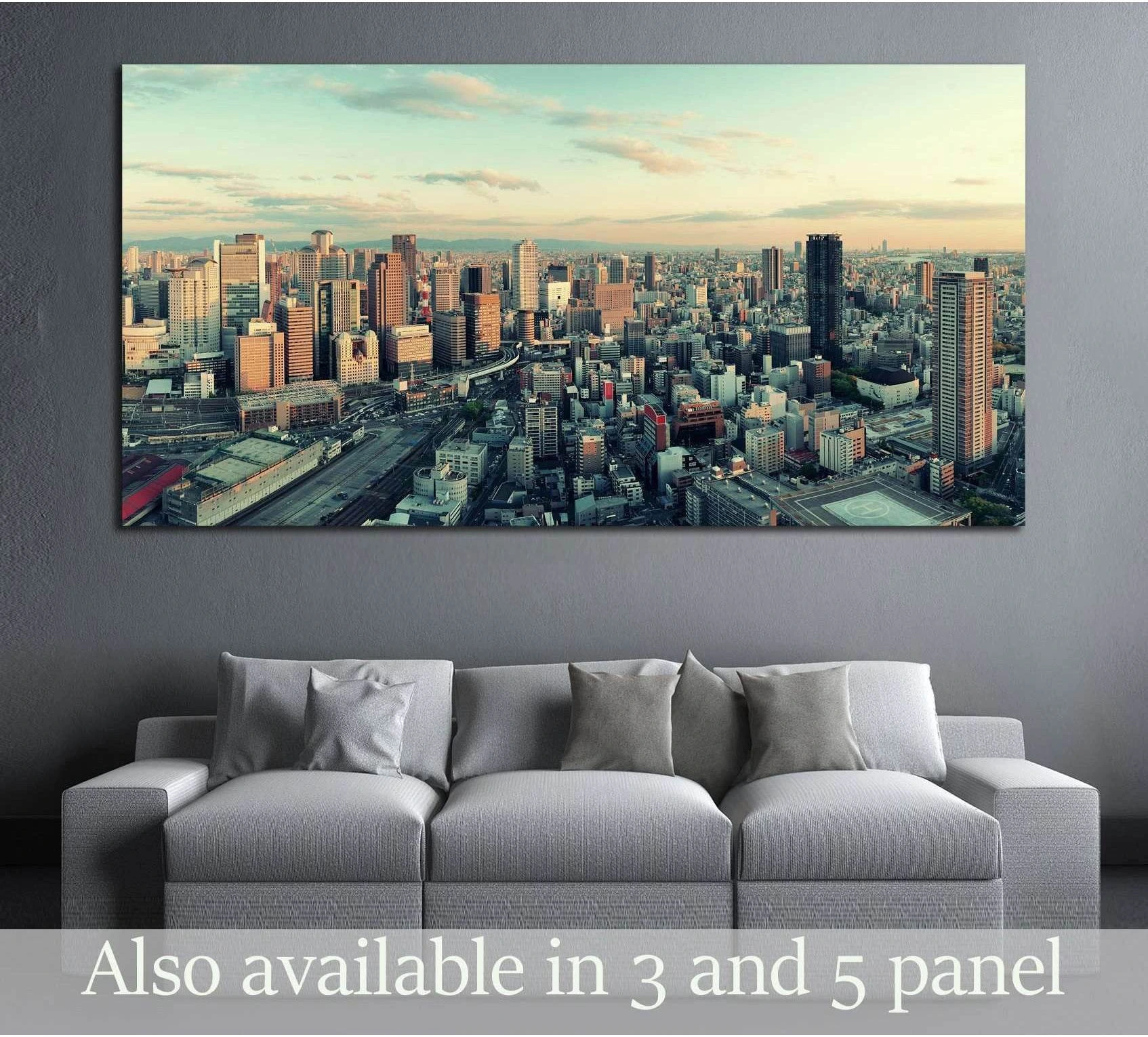 Osaka urban city rooftop view. Japan №3013 Ready to Hang Canvas Print - Zellart Canvas Prints ALL_Products, s-3013