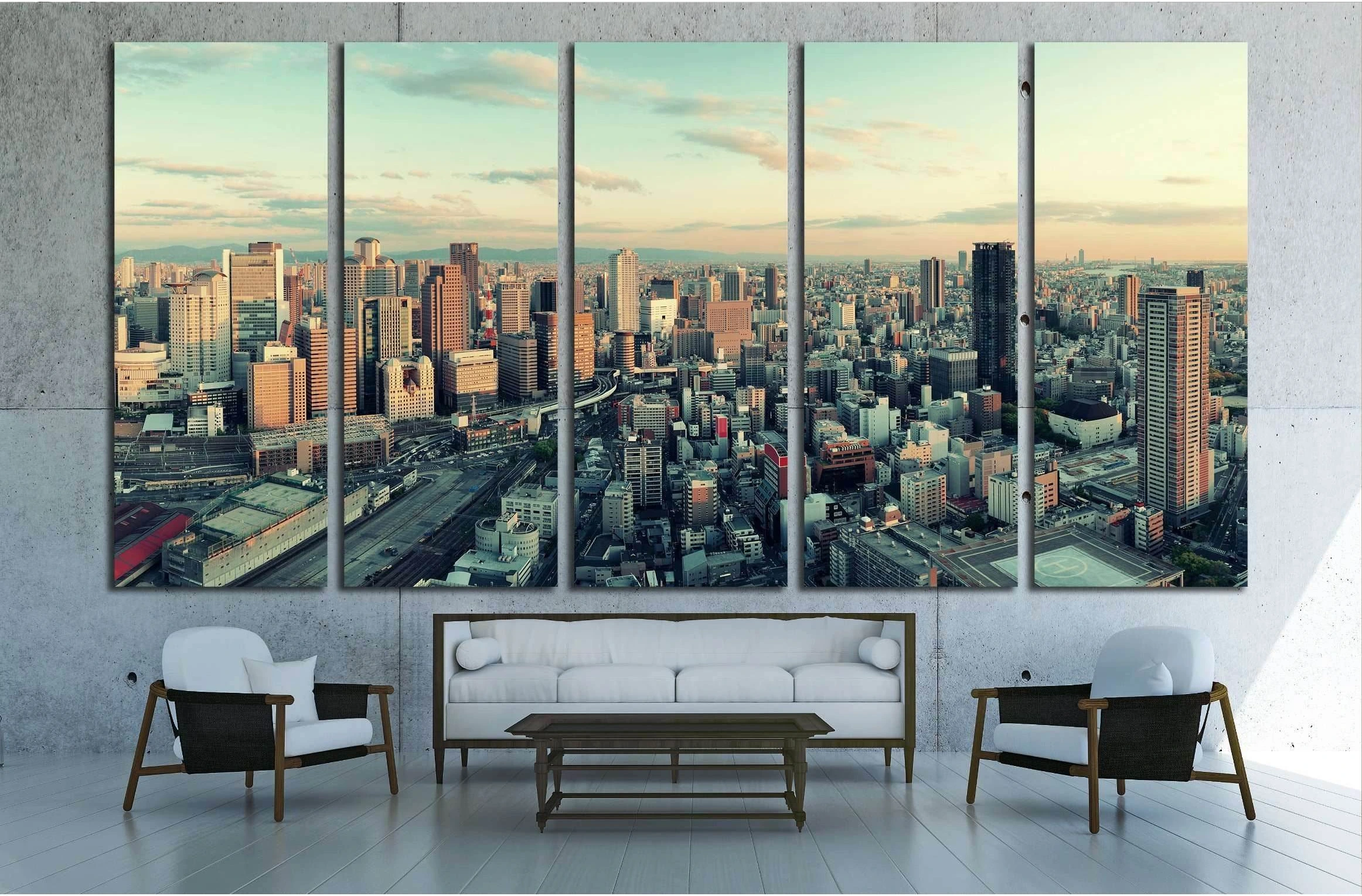 Osaka urban city rooftop view. Japan №3013 Ready to Hang Canvas Print - Zellart Canvas Prints ALL_Products, s-3013