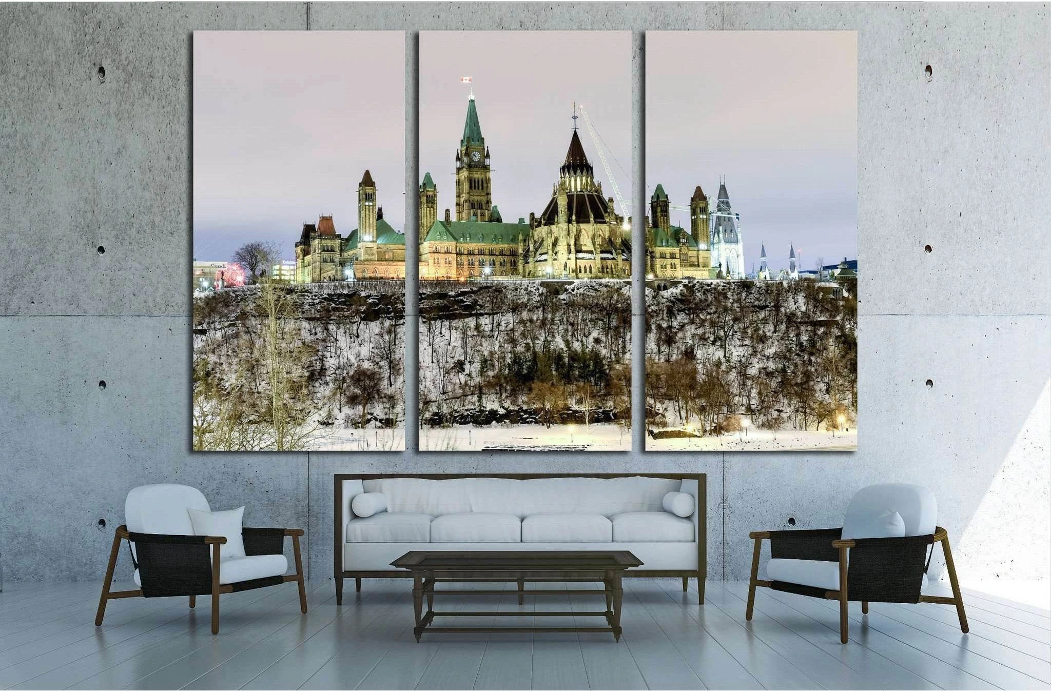 Ottawa, Canada - December 24, 2016 Parliament Hill and the Canadian House of Parliament in Ottawa, Canada during wintertime at night №2018 Ready to Hang Canvas Print - Zellart Canvas Prints ALL_Products, s-2018