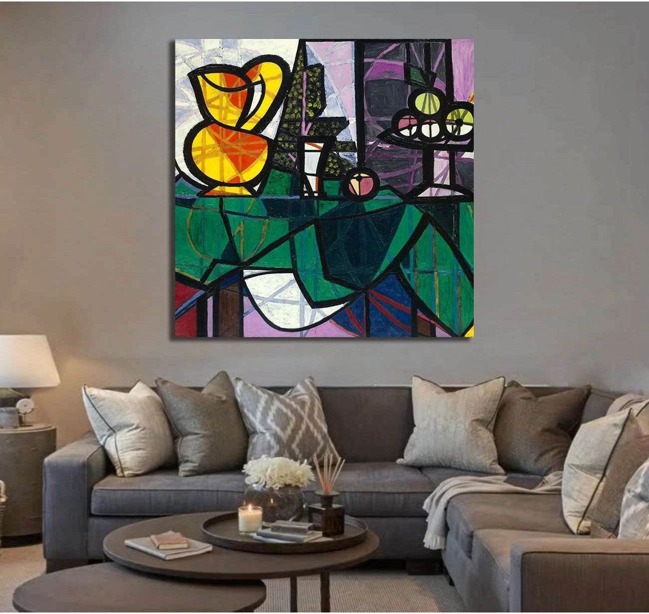 Pablo Picasso, Boccale e fruiteria - Ready to Hang Canvas Print - Zellart Canvas Prints 000Negative, 6150, ALL_Products