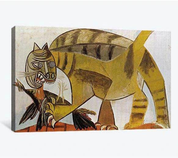 Pablo Picasso, Cat devouring a bird - Ready to Hang Canvas Print - Zellart Canvas Prints 000Negative, 6152, ALL_Products