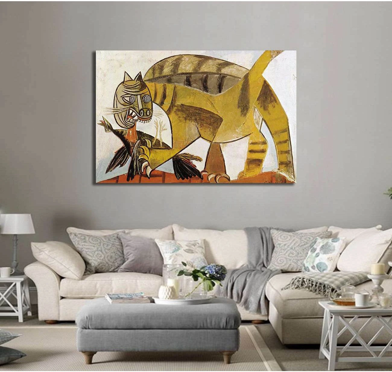 Pablo Picasso, Cat devouring a bird - Ready to Hang Canvas Print - Zellart Canvas Prints 000Negative, 6152, ALL_Products