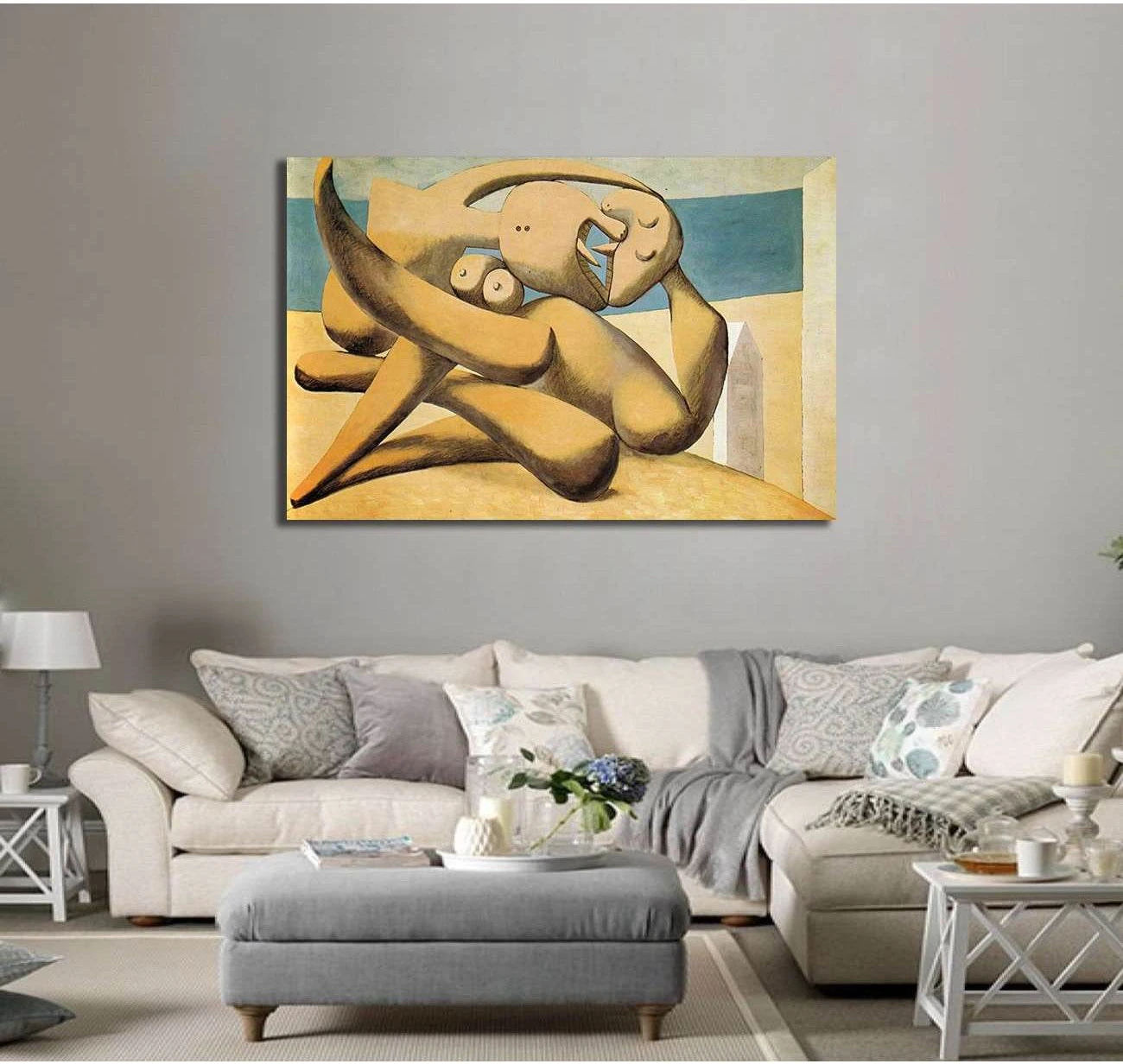 Pablo Picasso, Figures by the Sea (The Kiss) - Canvas print - Zellart Canvas Prints 000Negative, 6157, ALL_Products