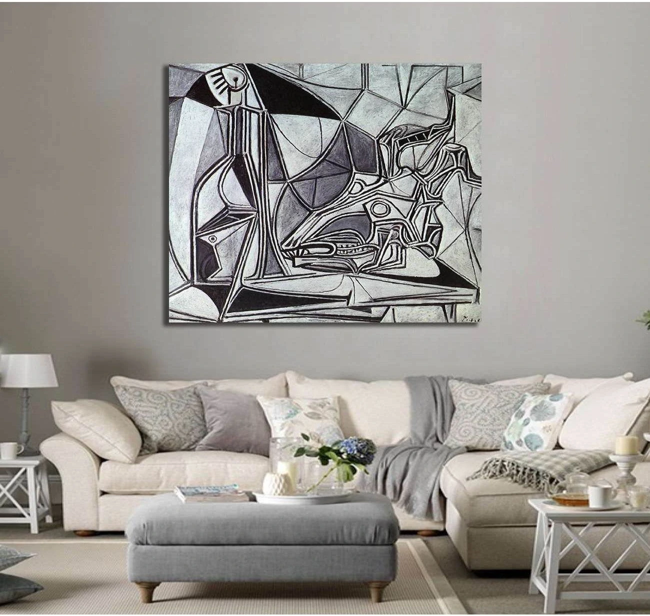 Pablo Picasso, Goat's Skull, Bottle, and Candle - Canvas print - Zellart Canvas Prints 000Negative, 6158, ALL_Products