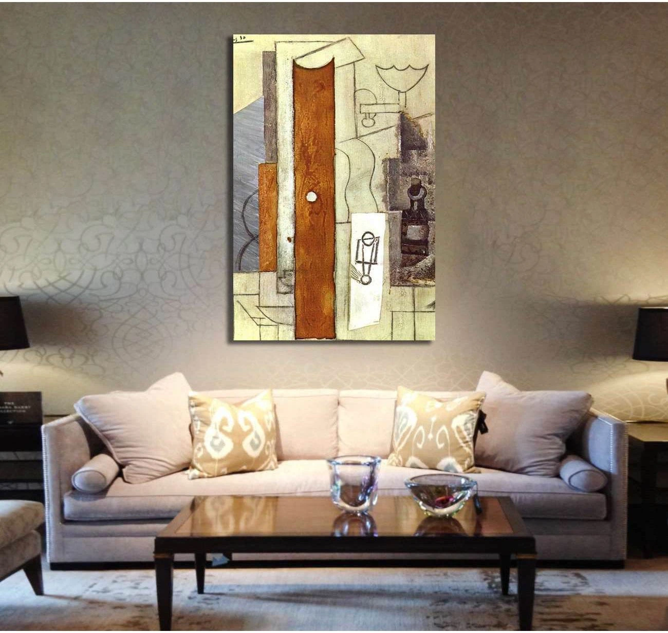 Pablo Picasso, Guitar, Gas-Jet and bottle - Canvas print - Zellart Canvas Prints 000Negative, 6159, ALL_Products