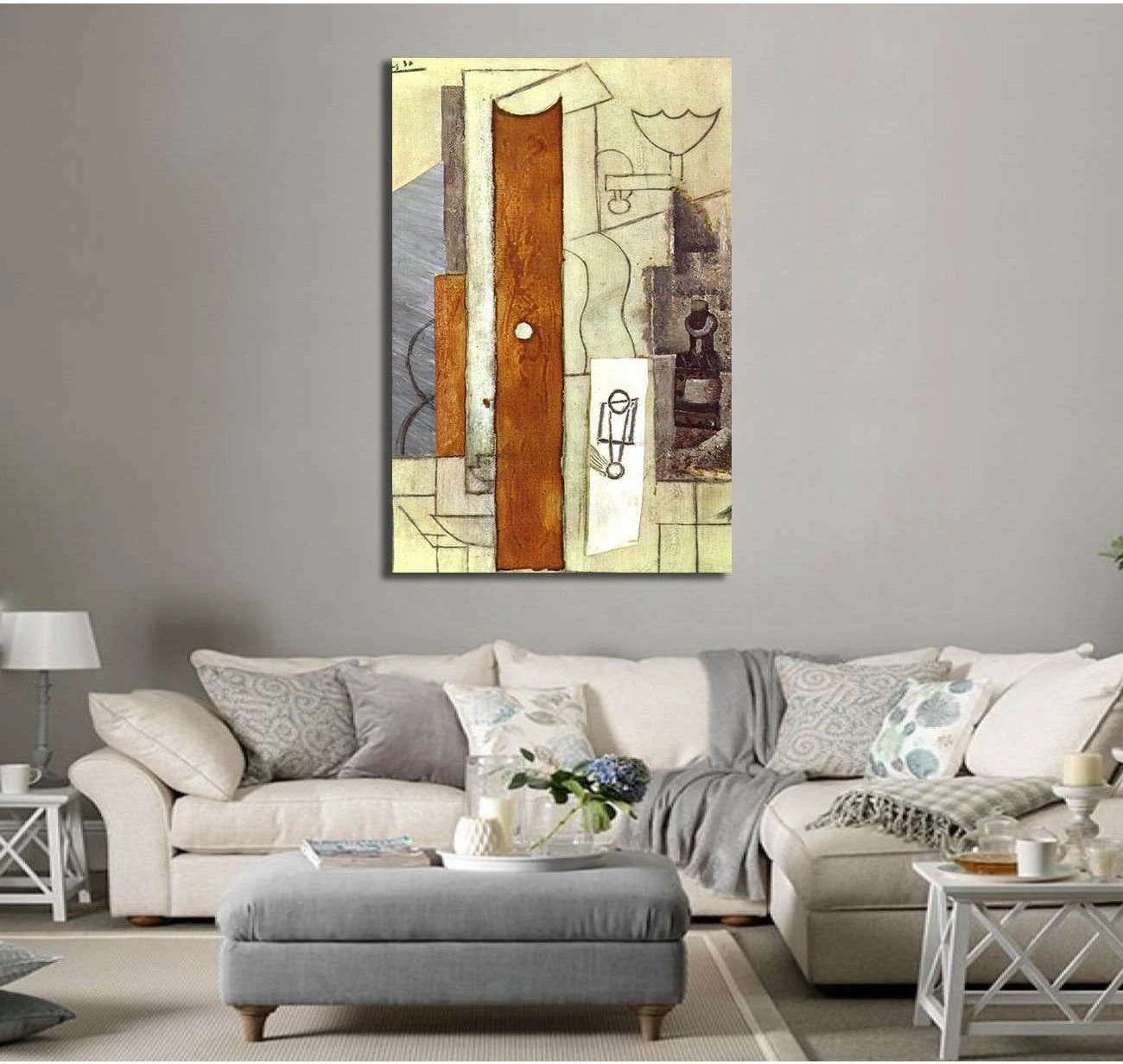 Pablo Picasso, Guitar, Gas-Jet and bottle - Canvas print - Zellart Canvas Prints 000Negative, 6159, ALL_Products
