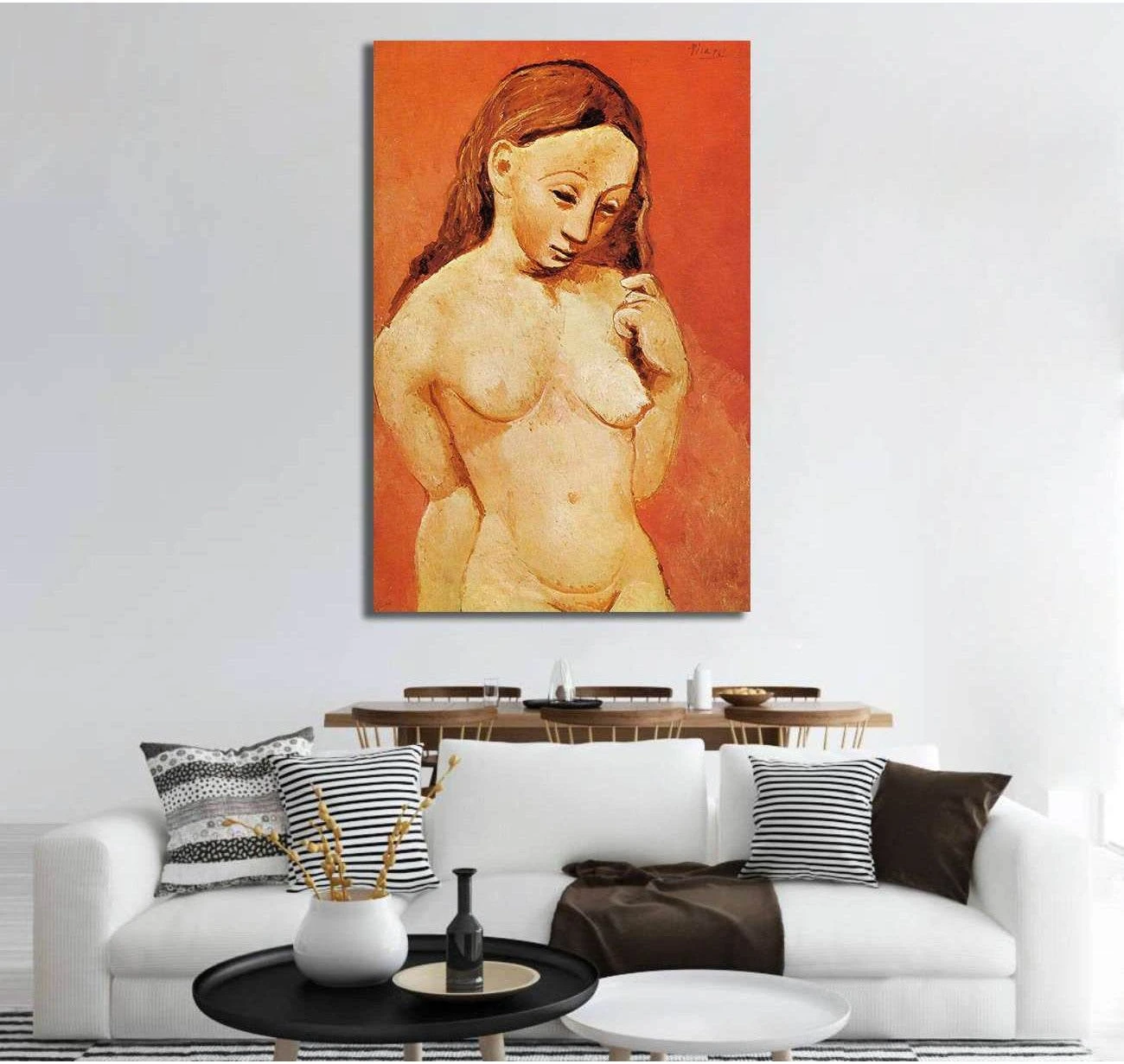 Pablo Picasso, Nude against a red background - Ready to Hang Canvas Print - Zellart Canvas Prints 000Negative, 6164, ALL_Products