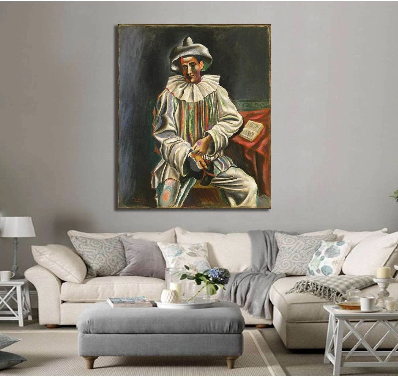 Pablo Picasso, Pierrot - Ready to Hang Canvas Print - Zellart Canvas Prints 000Negative, 6003, ALL_Products