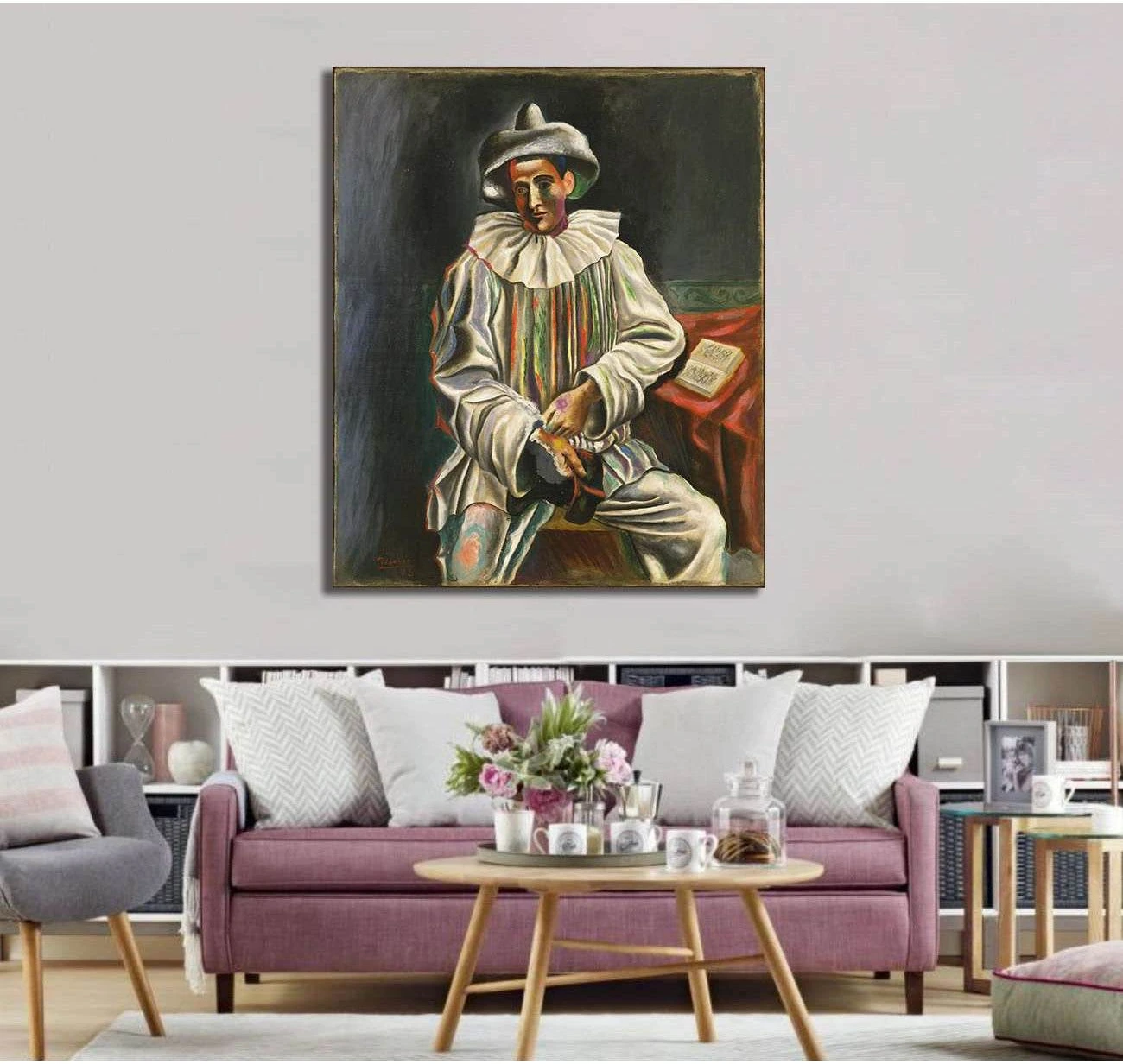 Pablo Picasso, Pierrot - Ready to Hang Canvas Print - Zellart Canvas Prints 000Negative, 6003, ALL_Products