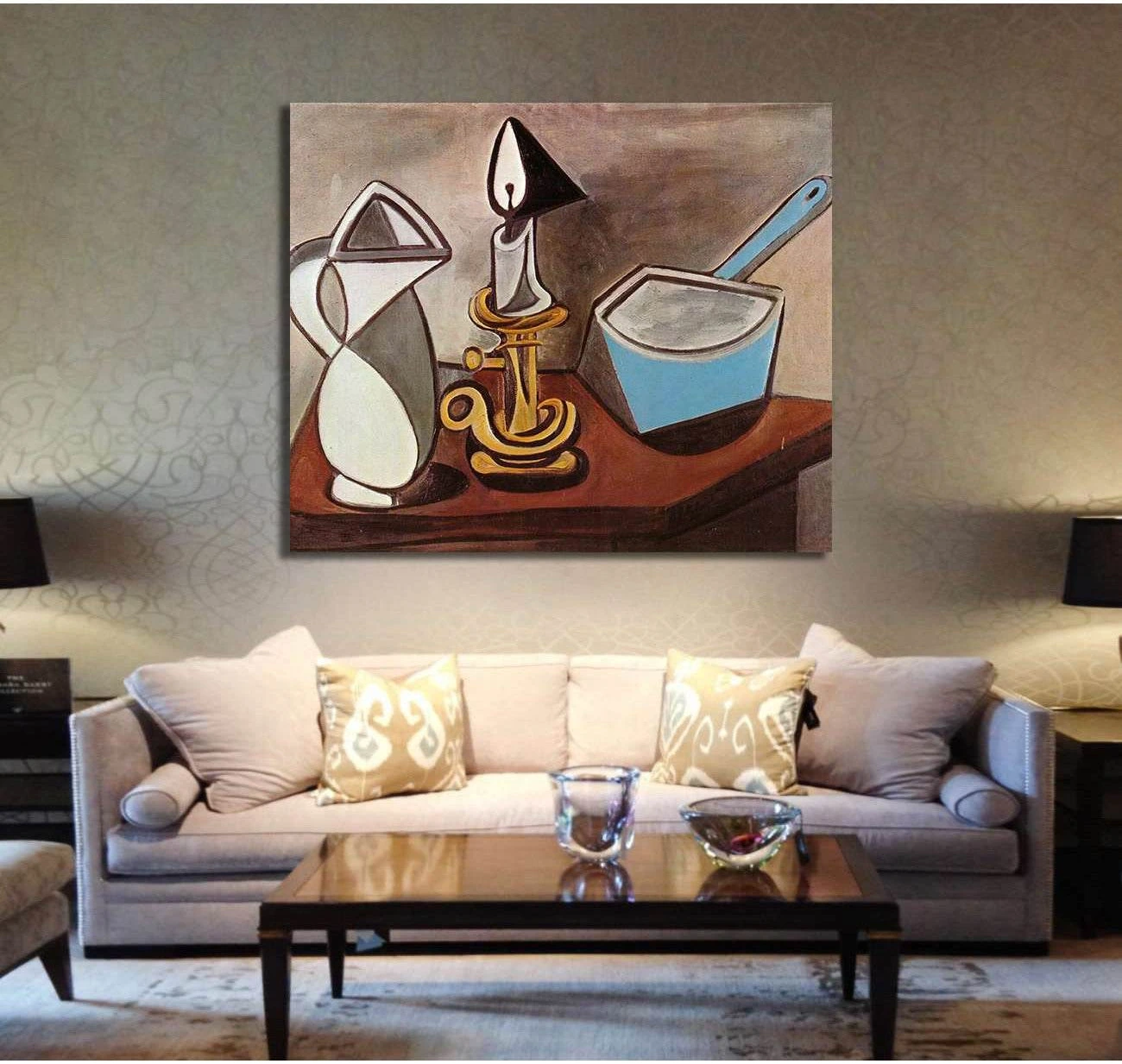 Pablo Picasso, Pitcher, candle and casserole - Canvas print - Zellart Canvas Prints 000Negative, 6169, ALL_Products