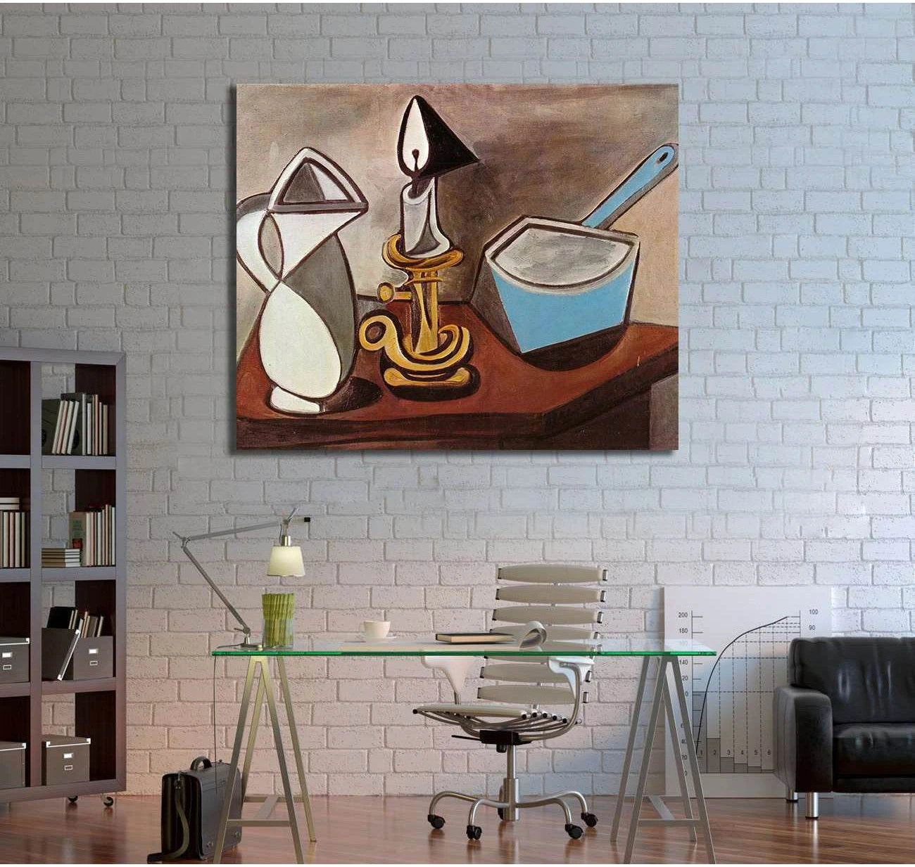 Pablo Picasso, Pitcher, candle and casserole - Canvas print - Zellart Canvas Prints 000Negative, 6169, ALL_Products