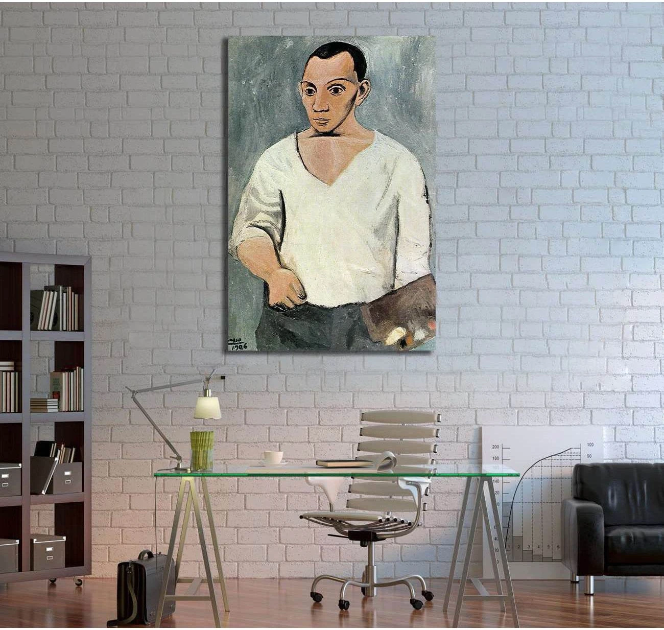 Pablo Picasso, Self-portrait with palette - Canvas print - Zellart Canvas Prints 000Negative, 6175, ALL_Products