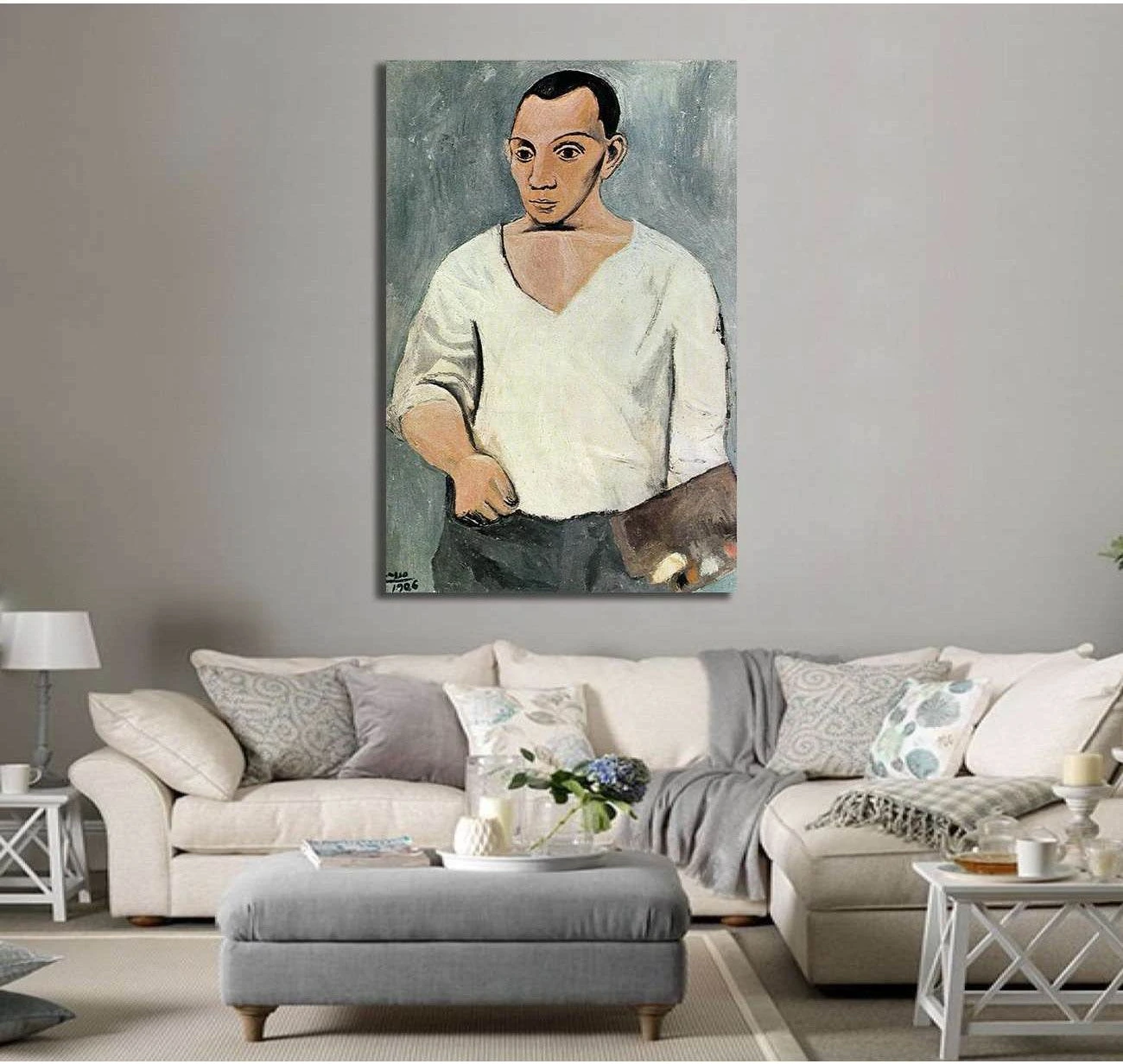 Pablo Picasso, Self-portrait with palette - Canvas print - Zellart Canvas Prints 000Negative, 6175, ALL_Products