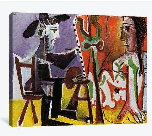 Pablo Picasso, Still Life with Cards, Glasses and a Bottle of Rum- 'Vive la France' - Ready to Hang Canvas Print - Zellart Canvas Prints 000Negative, 6178, ALL_Products