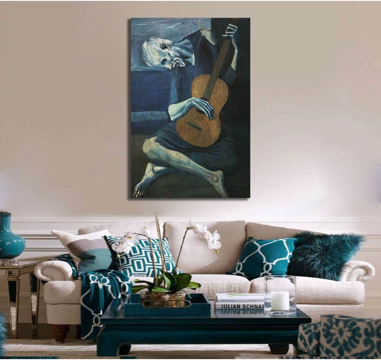 Pablo Picasso the old guitarist - Ready to Hang Canvas Print - Zellart Canvas Prints 000Negative, 6002, ALL_Products