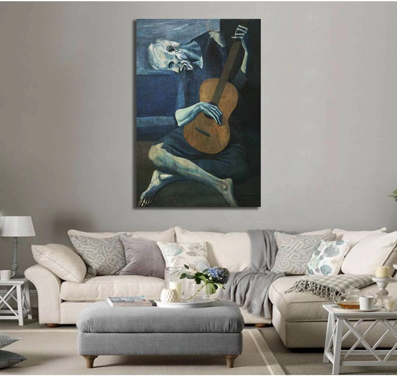 Pablo Picasso the old guitarist - Ready to Hang Canvas Print - Zellart Canvas Prints 000Negative, 6002, ALL_Products