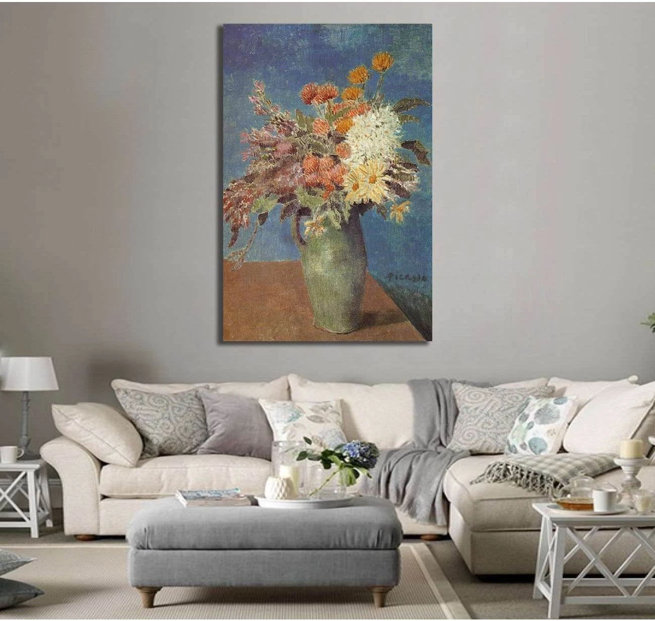Pablo Picasso, Vase of Flowers - Canvas print - Zellart Canvas Prints 000Negative, 6190, ALL_Products
