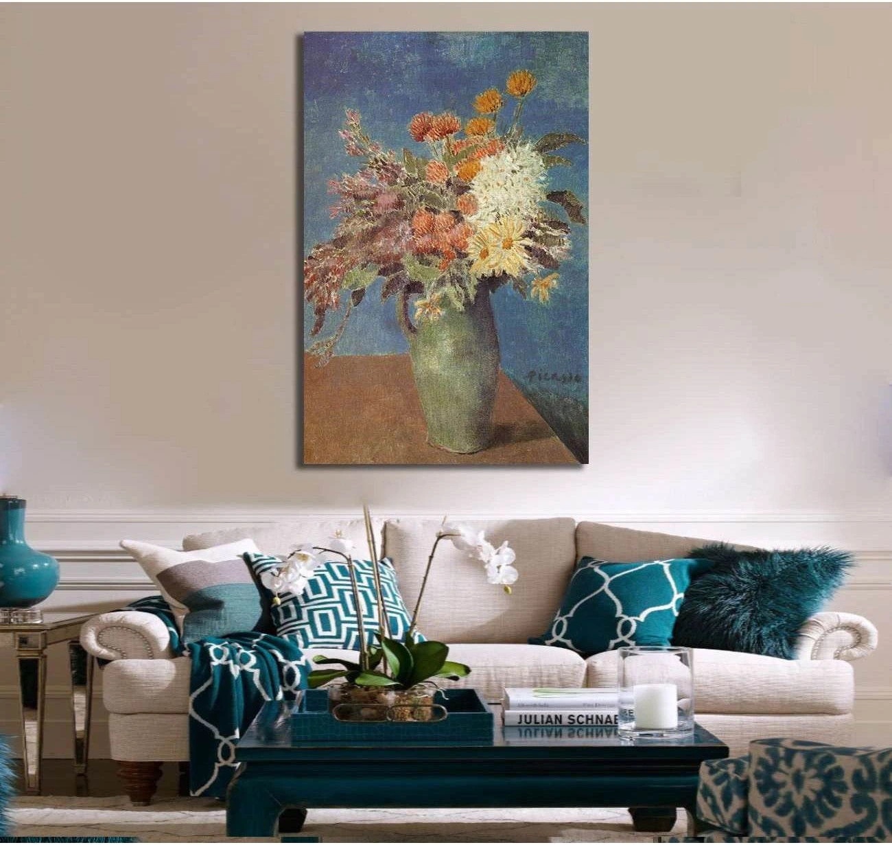 Pablo Picasso, Vase of Flowers - Canvas print - Zellart Canvas Prints 000Negative, 6190, ALL_Products