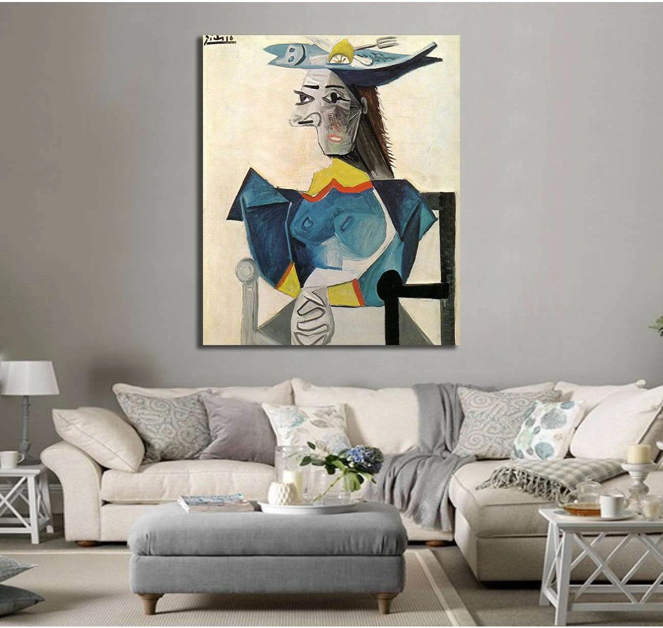 Pablo Picasso, Woman in a fish hat - Canvas print - Zellart Canvas Prints 000Negative, 6195, ALL_Products