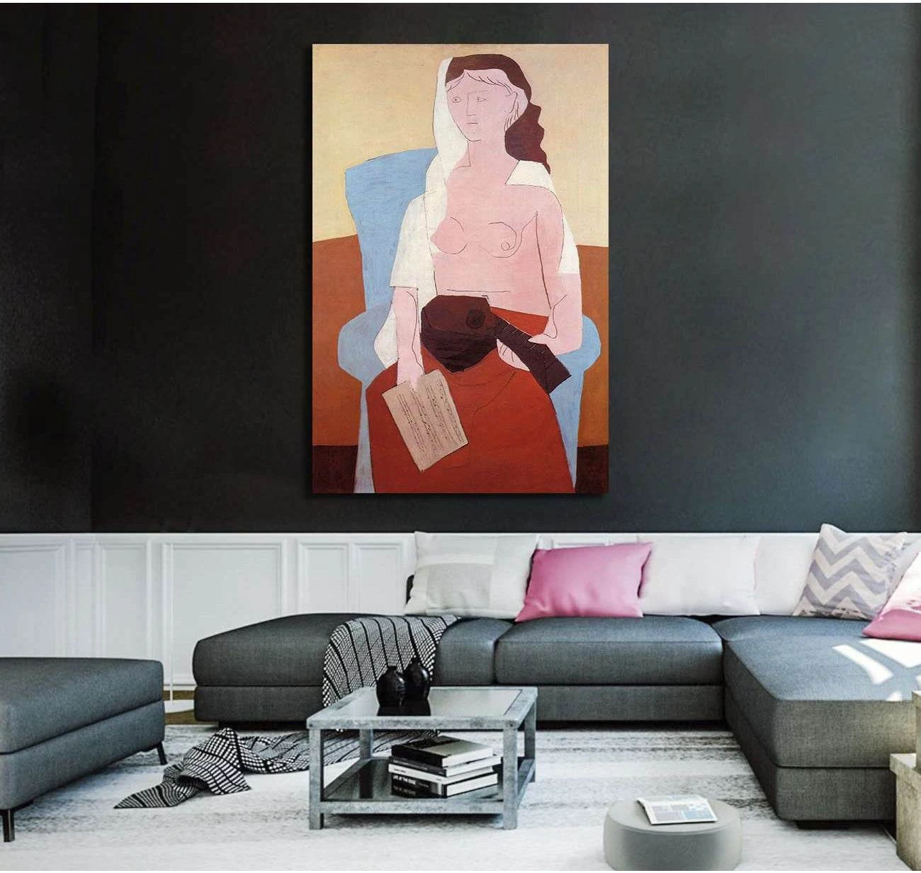 Pablo Picasso, Woman with a mandolin - Canvas print - Zellart Canvas Prints 000Negative, 6197, ALL_Products