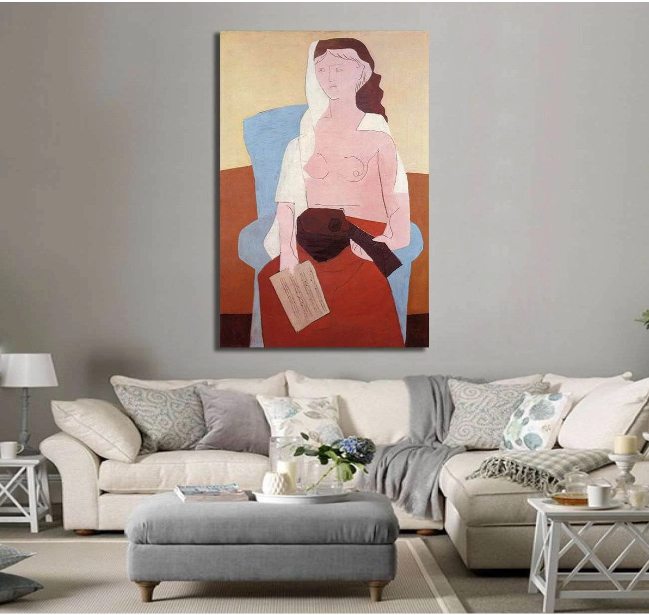 Pablo Picasso, Woman with a mandolin - Canvas print - Zellart Canvas Prints 000Negative, 6197, ALL_Products