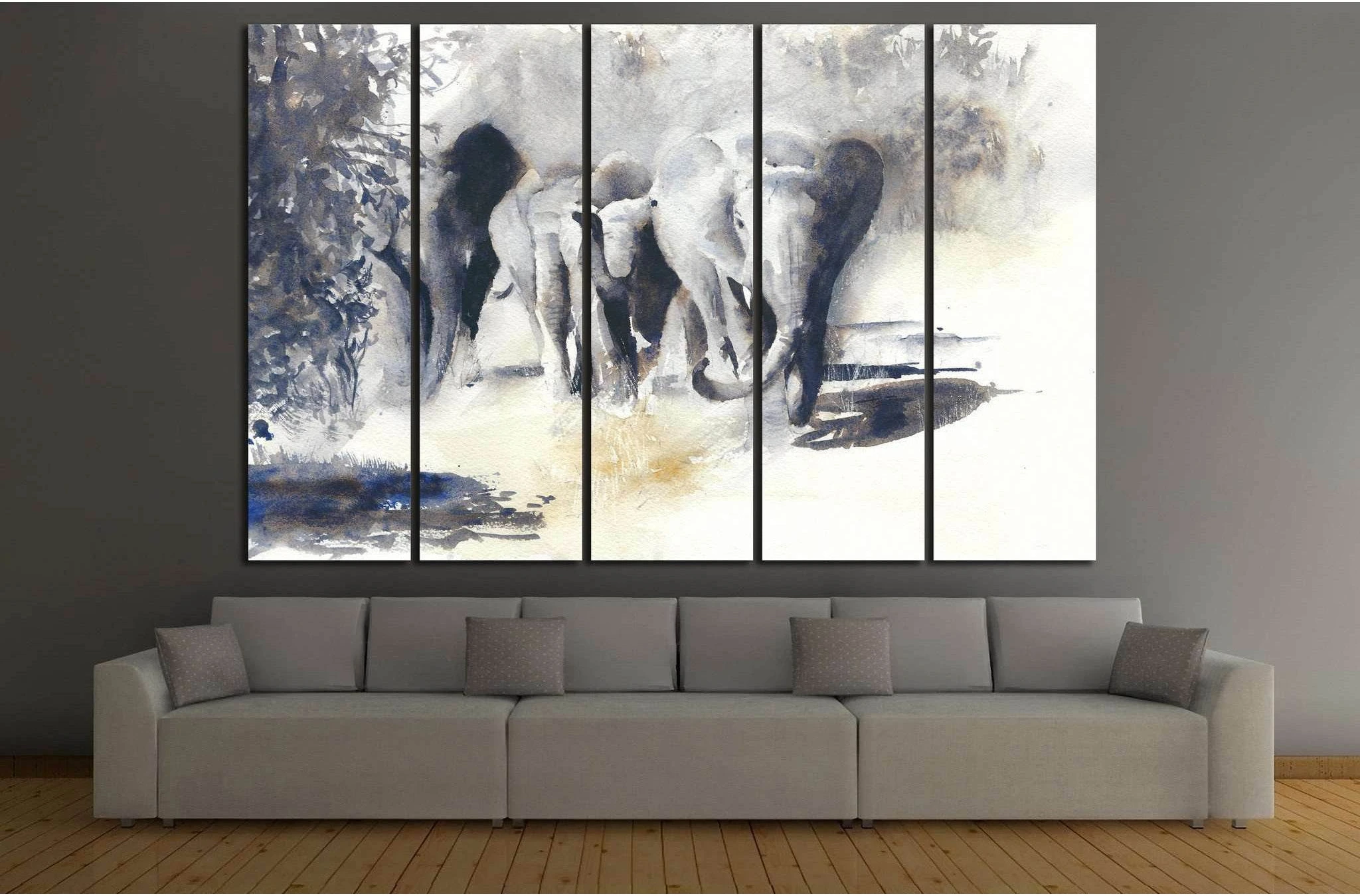 Painted Elephants №195 Ready to Hang Canvas Print - Zellart Canvas Prints ALL_Products, Elephant, wd-195