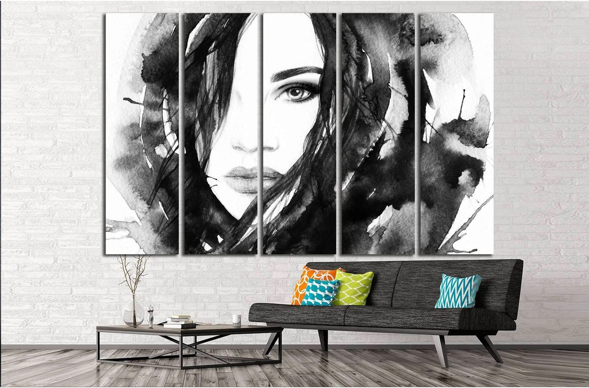 Painted Girl №721 Ready to Hang Canvas Print - Zellart Canvas Prints ALL_Products, s-721