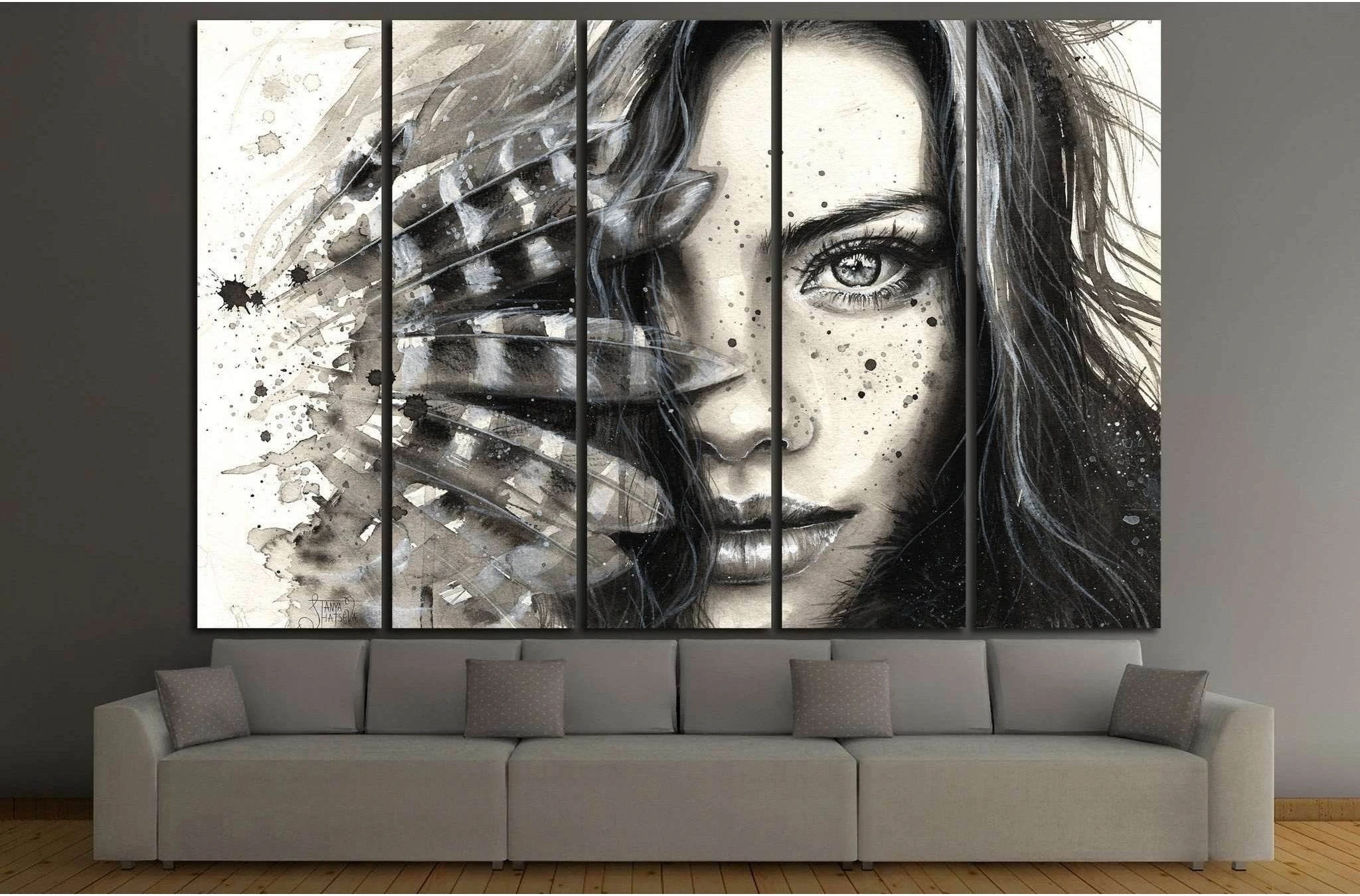 Painted Girl №722 Ready to Hang Canvas Print - Zellart Canvas Prints ALL_Products, s-722