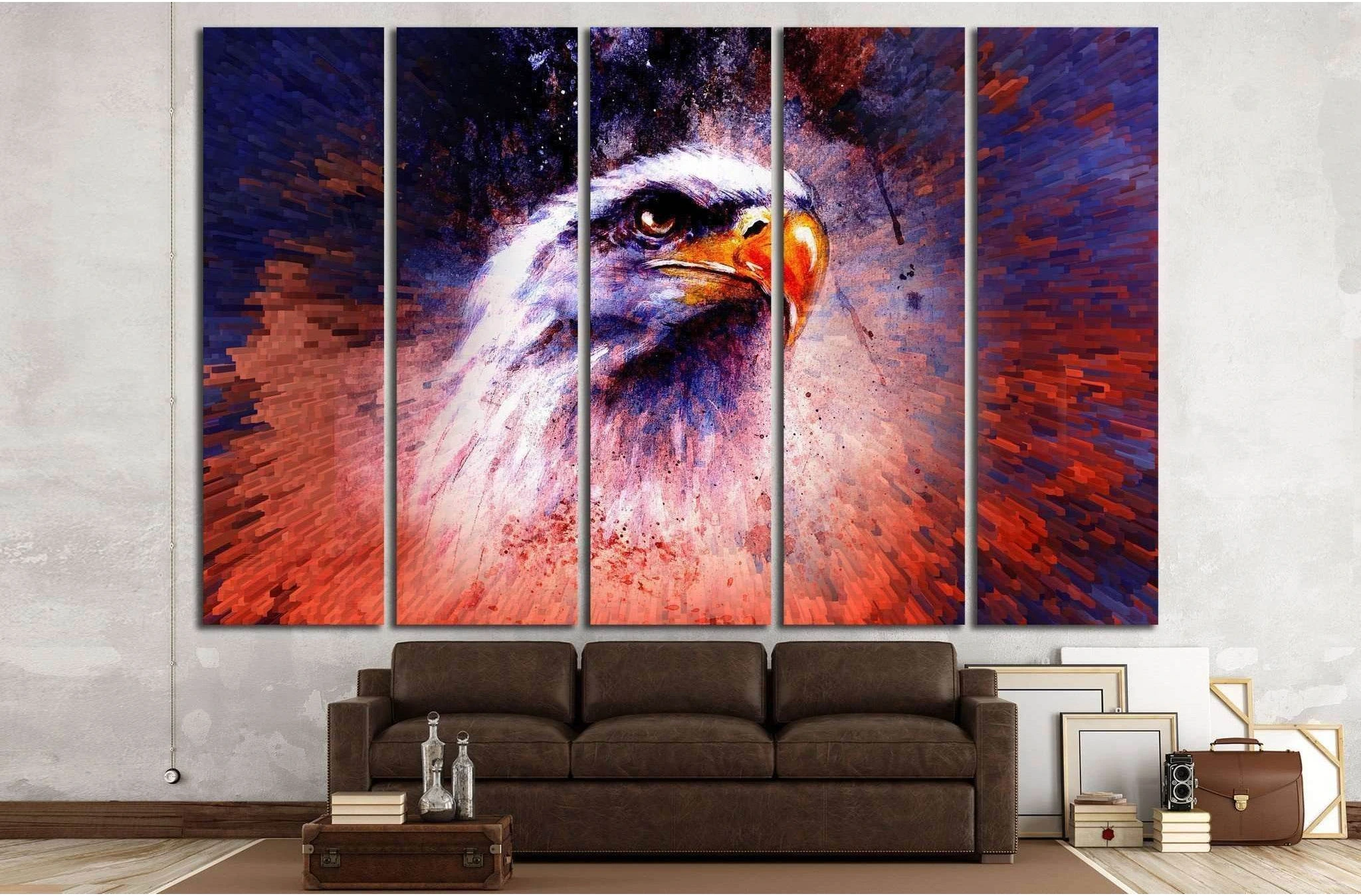 painting of eagle on an abstract background №1418 Ready to Hang Canvas Print - Zellart Canvas Prints ALL_Products, s-1418