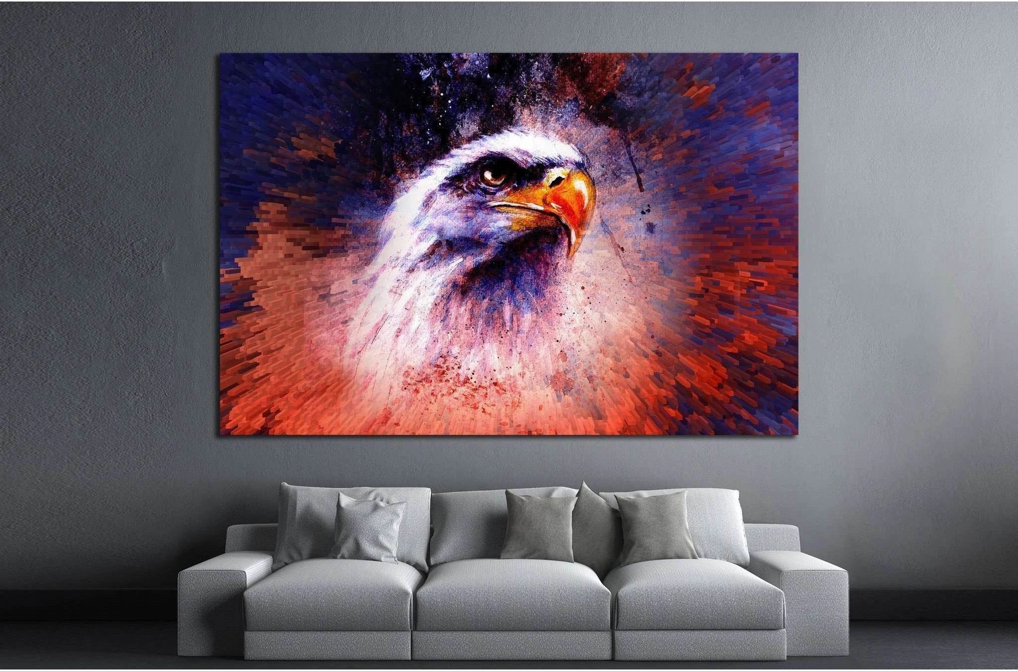painting of eagle on an abstract background №1418 Ready to Hang Canvas Print - Zellart Canvas Prints ALL_Products, s-1418
