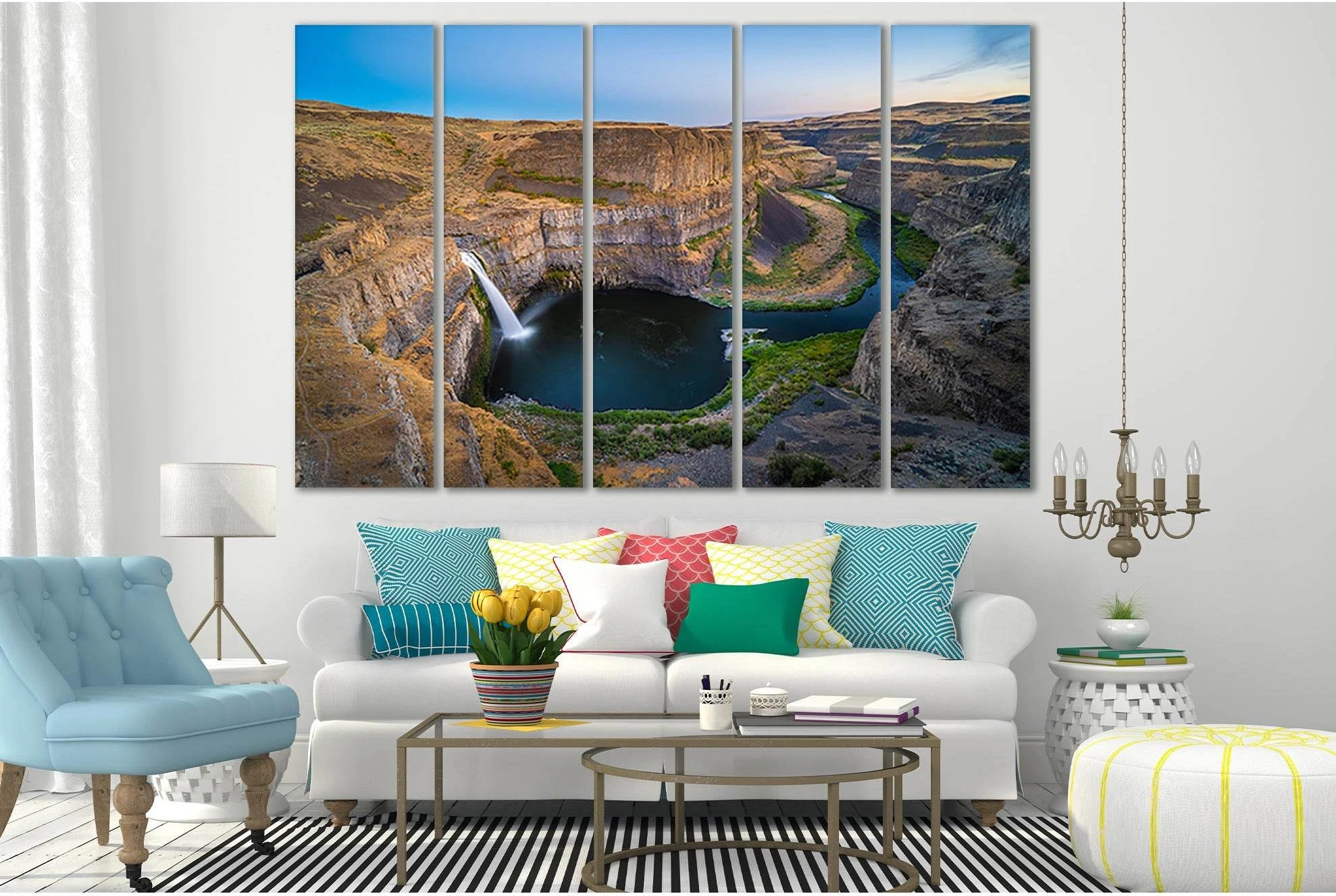Palaus Waterfalls №SL470 Ready to Hang Canvas Print - Zellart Canvas Prints 0new, ALL_Products, Waterfall, Waterfall Wall Art