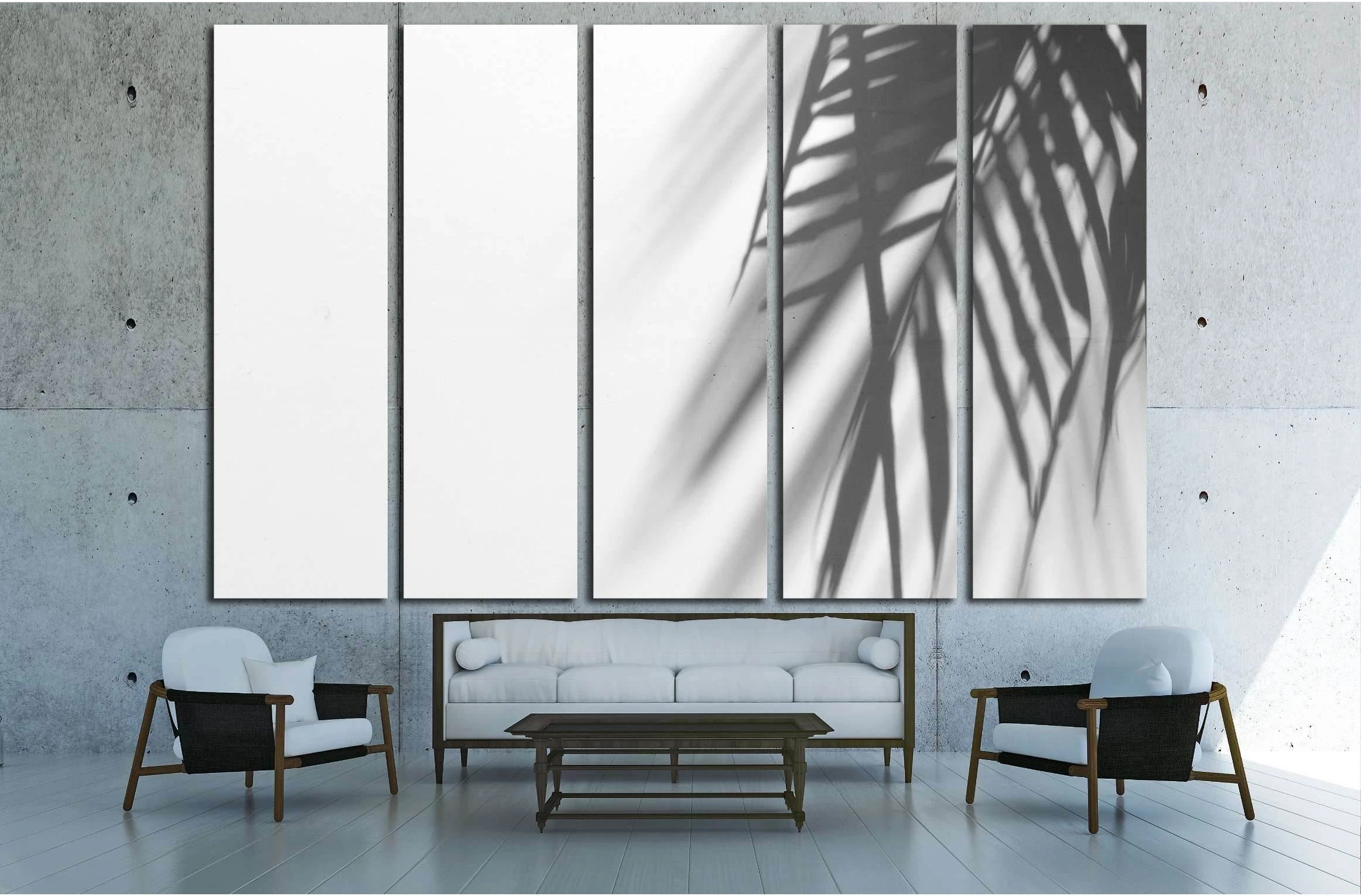 palm leaf shadow on white canvas №2826 Ready to Hang Canvas Print - Zellart Canvas Prints ALL_Products, s-2826