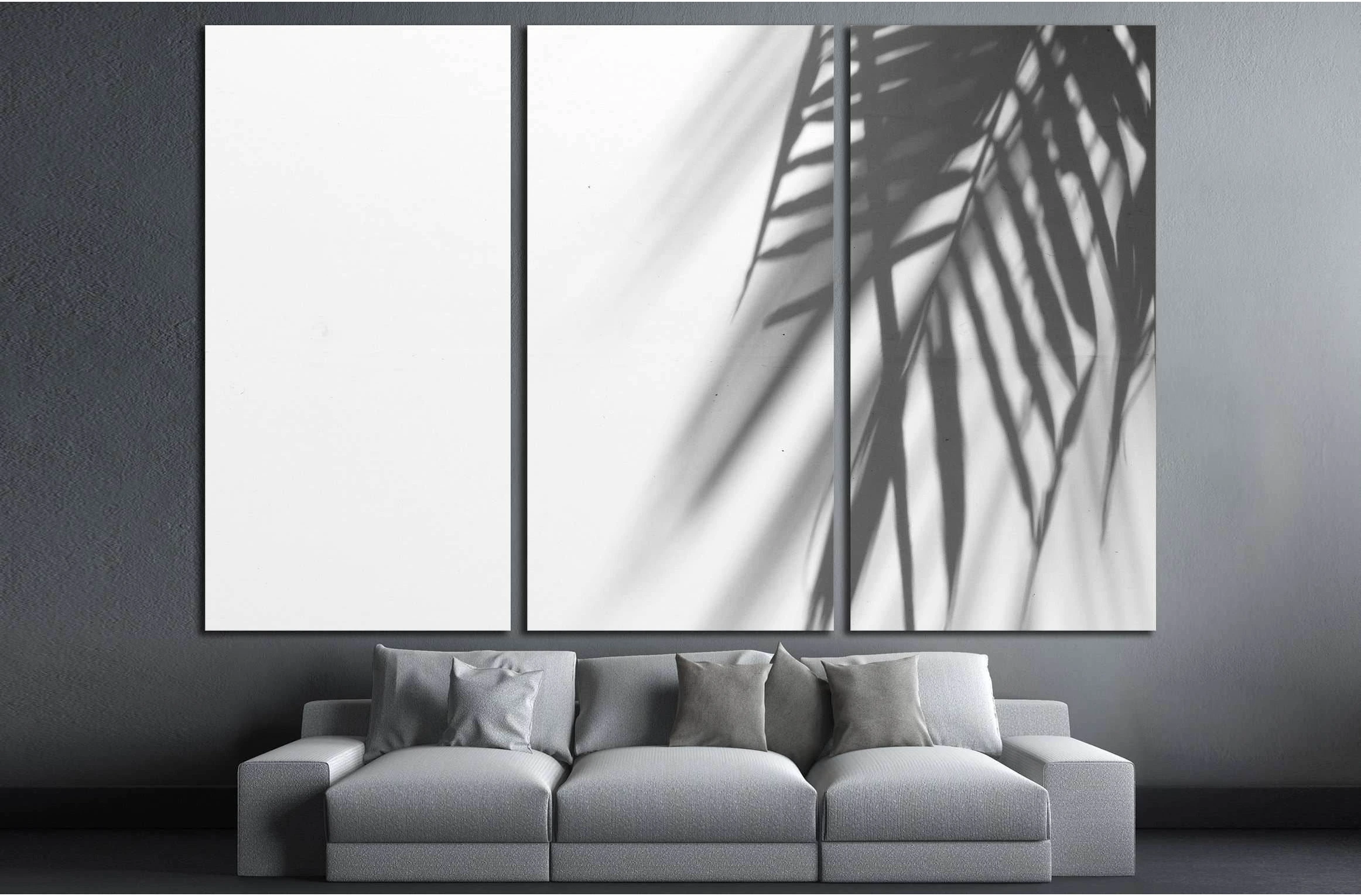 palm leaf shadow on white canvas №2826 Ready to Hang Canvas Print - Zellart Canvas Prints ALL_Products, s-2826