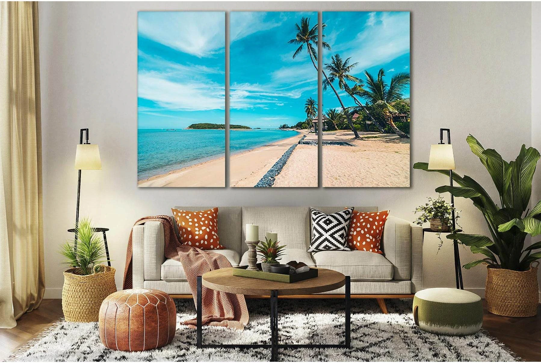 Palm Shore Sand №SL139 Ready to Hang Canvas Print - Zellart Canvas Prints 0new, ALL_Products, Beach Ocean & Waves