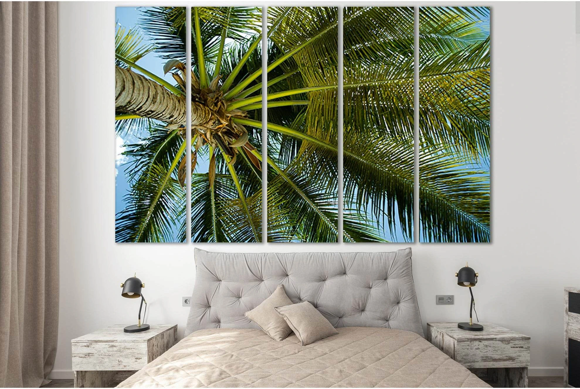 Palm Top Bottom View №SL1062 Ready to Hang Canvas Print - Zellart Canvas Prints 0new, ALL_Products, Trees Wall Art