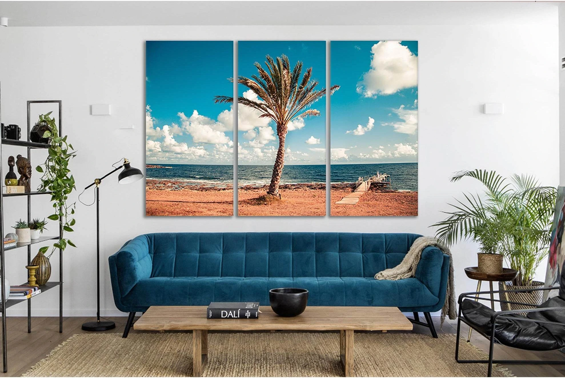 Palm Tree Near Dock №SL90 Ready to Hang Canvas Print - Zellart Canvas Prints 0new, ALL_Products, Beach Ocean & Waves