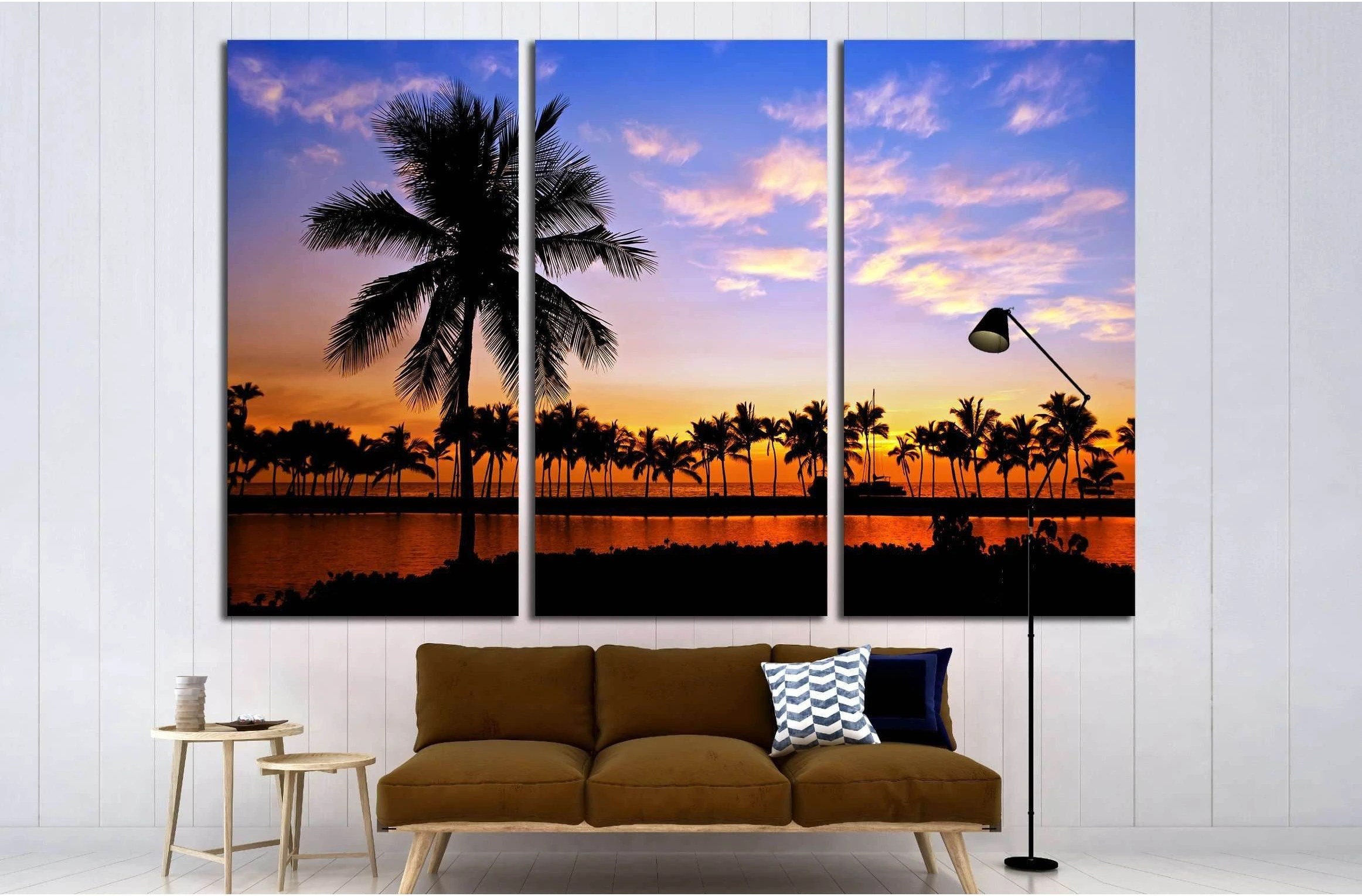 Palm tree silhouettes in Hawaii №2698 Ready to Hang Canvas Print - Zellart Canvas Prints ALL_Products, s-2698