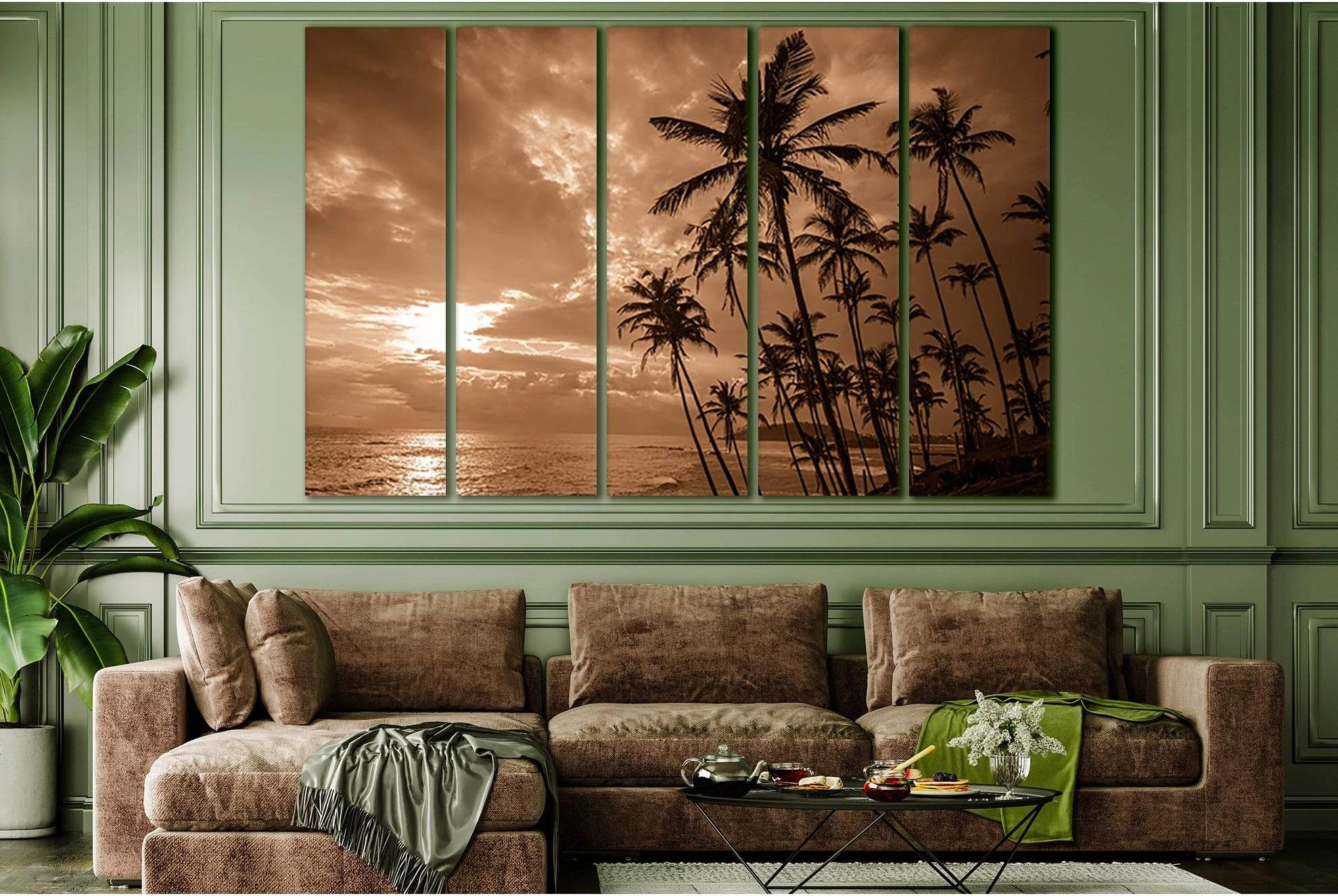 Palm Trees №SL886 Ready to Hang Canvas Print - Zellart Canvas Prints 0new, ALL_Products, Black & White Wall Art