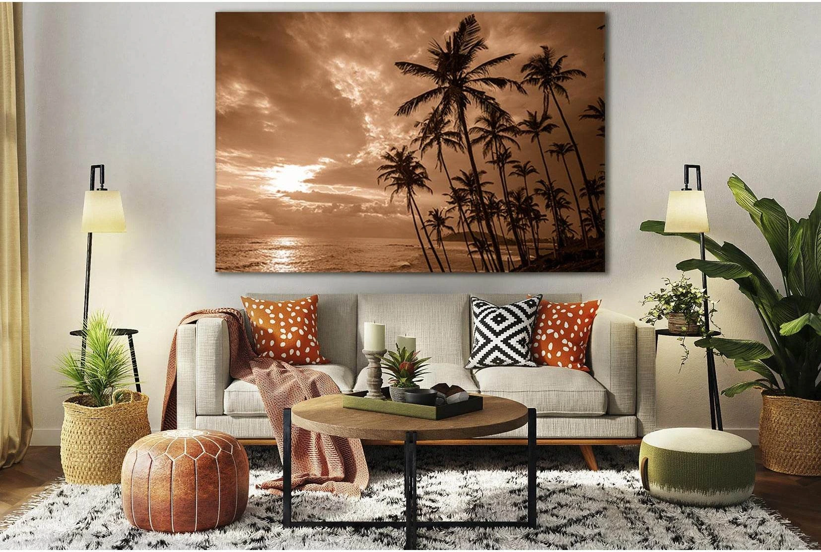 Palm Trees №SL886 Ready to Hang Canvas Print - Zellart Canvas Prints 0new, ALL_Products, Black & White Wall Art
