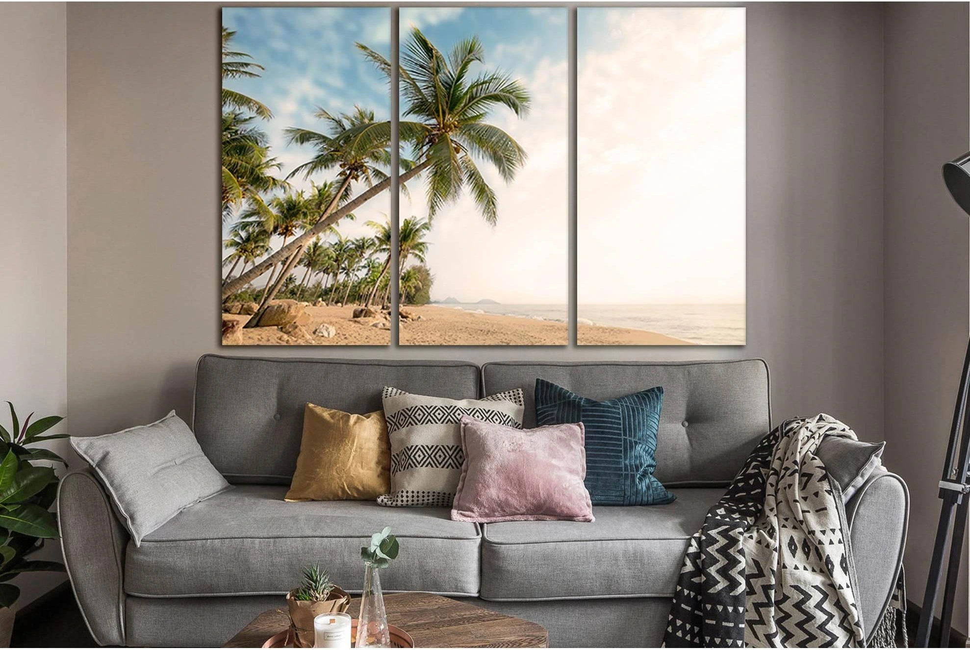 Palms On The Tropical Coast №SL1057 Ready to Hang Canvas Print - Zellart Canvas Prints 0new, ALL_Products, Trees Wall Art