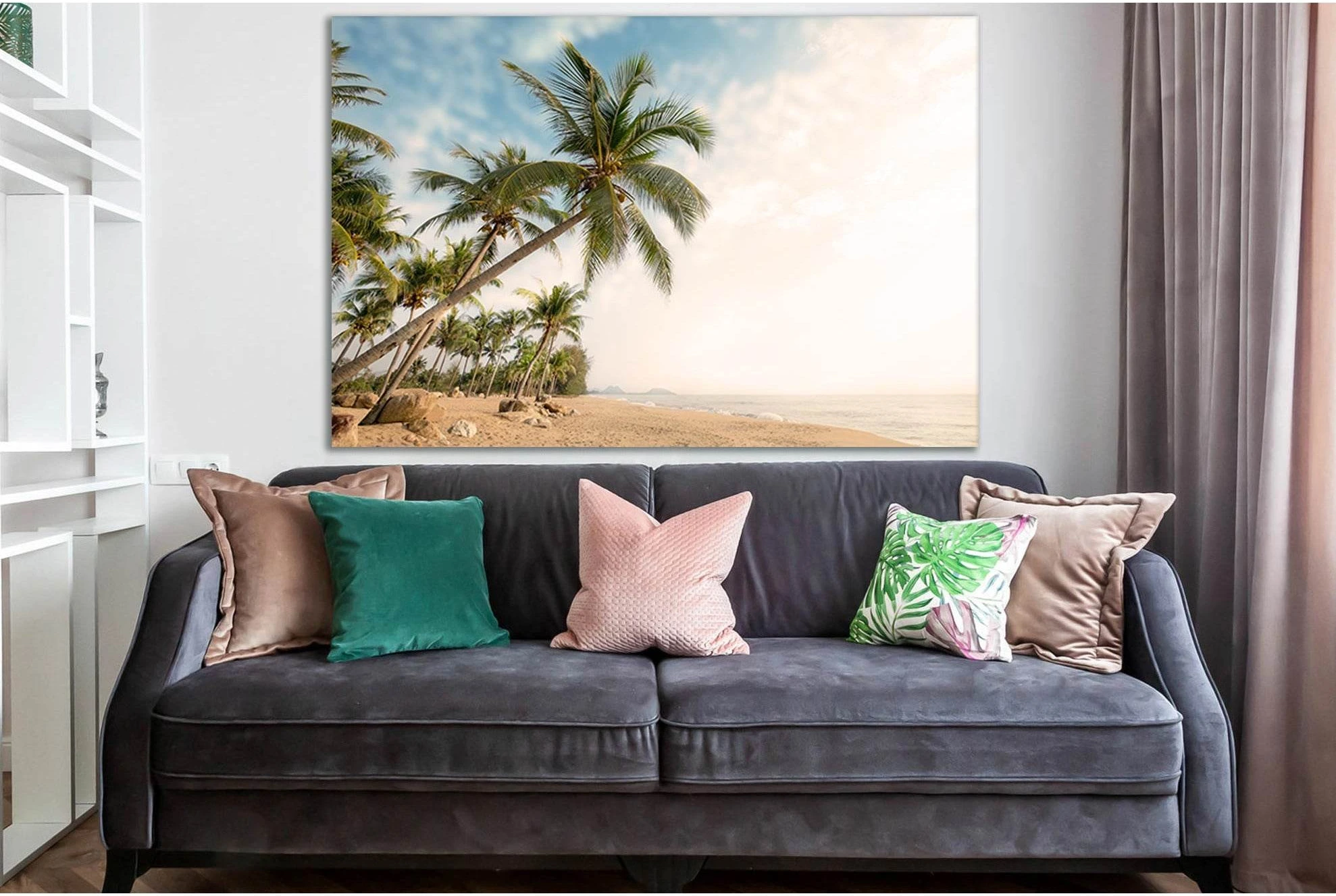 Palms On The Tropical Coast №SL1057 Ready to Hang Canvas Print - Zellart Canvas Prints 0new, ALL_Products, Trees Wall Art