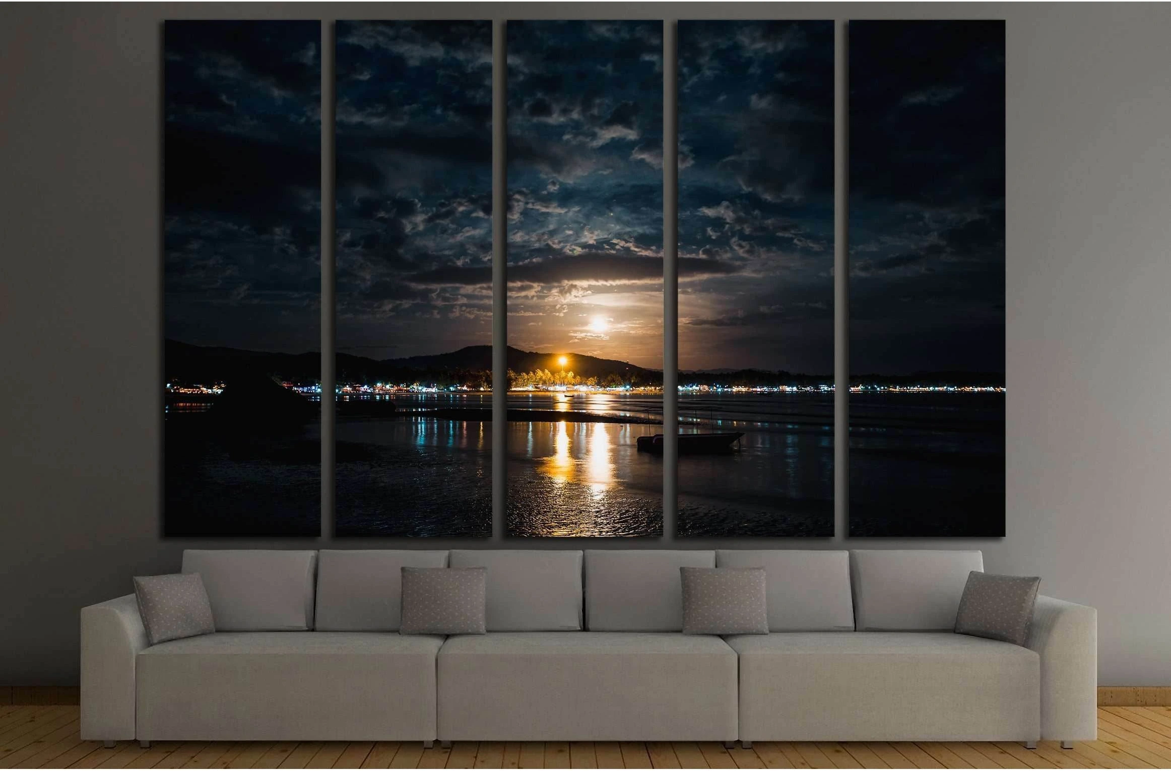 Palolem beach. Night landscape.Goa,India. №3055 Ready to Hang Canvas Print - Zellart Canvas Prints ALL_Products, s-3055