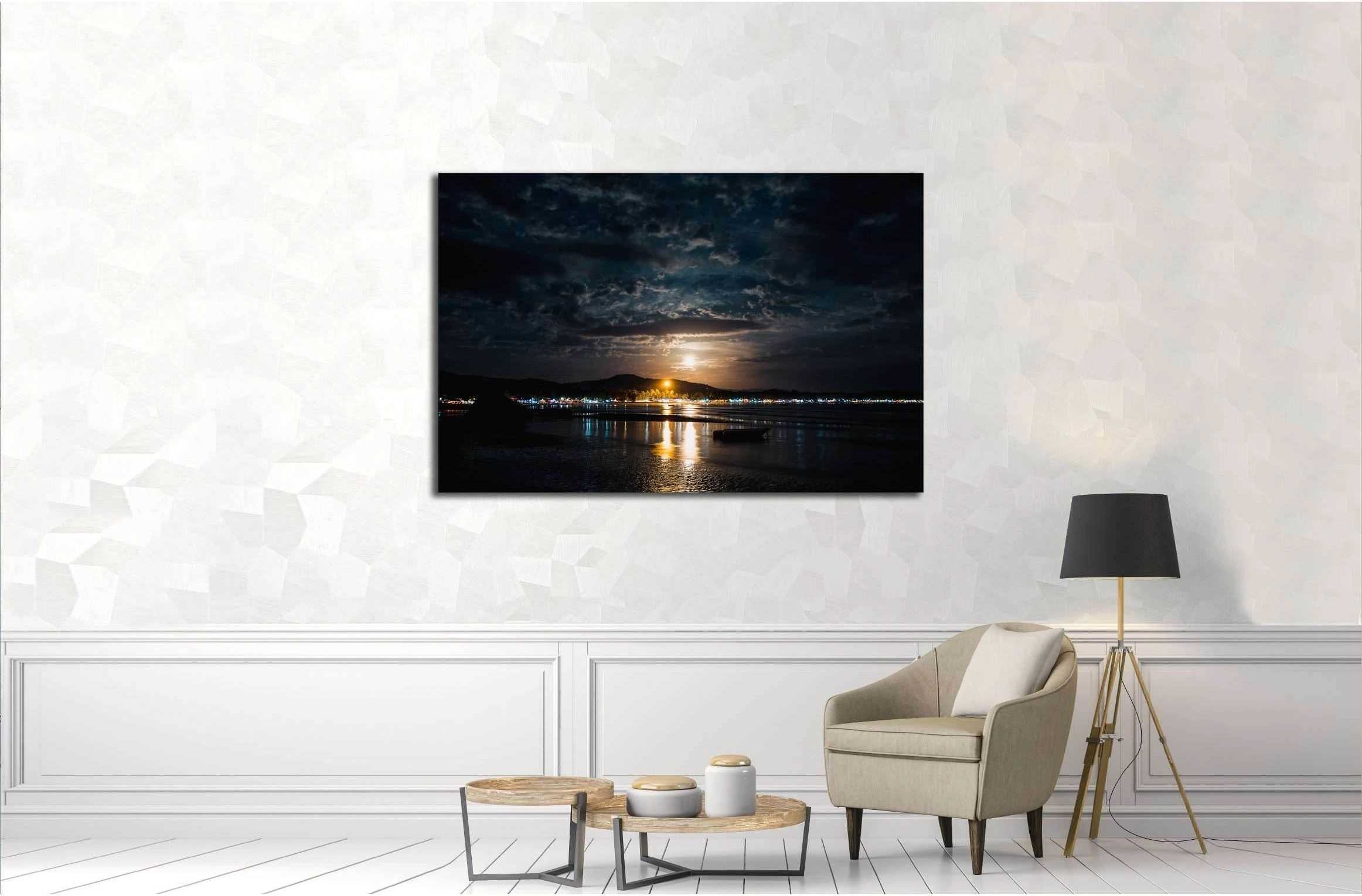 Palolem beach. Night landscape.Goa,India. №3055 Ready to Hang Canvas Print - Zellart Canvas Prints ALL_Products, s-3055