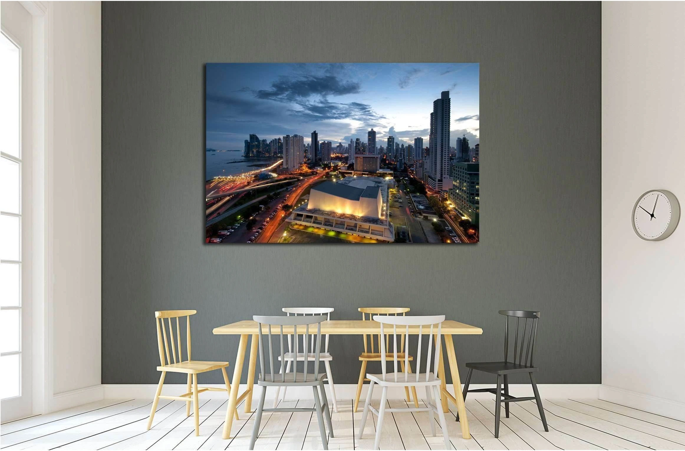 Panama City, city center skyline and Bay of Panama, Panama, Central America №2146 Ready to Hang Canvas Print - Zellart Canvas Prints ALL_Products, s-2146