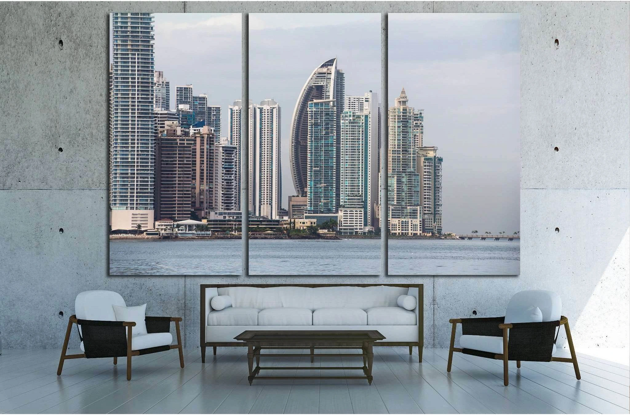 Panama City Skyline, seen from Casco Viejo №1532 Ready to Hang Canvas Print - Zellart Canvas Prints ALL_Products, s-1532