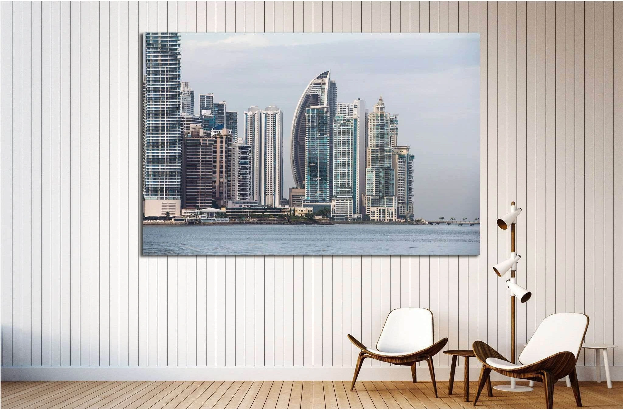 Panama City Skyline, seen from Casco Viejo №1532 Ready to Hang Canvas Print - Zellart Canvas Prints ALL_Products, s-1532
