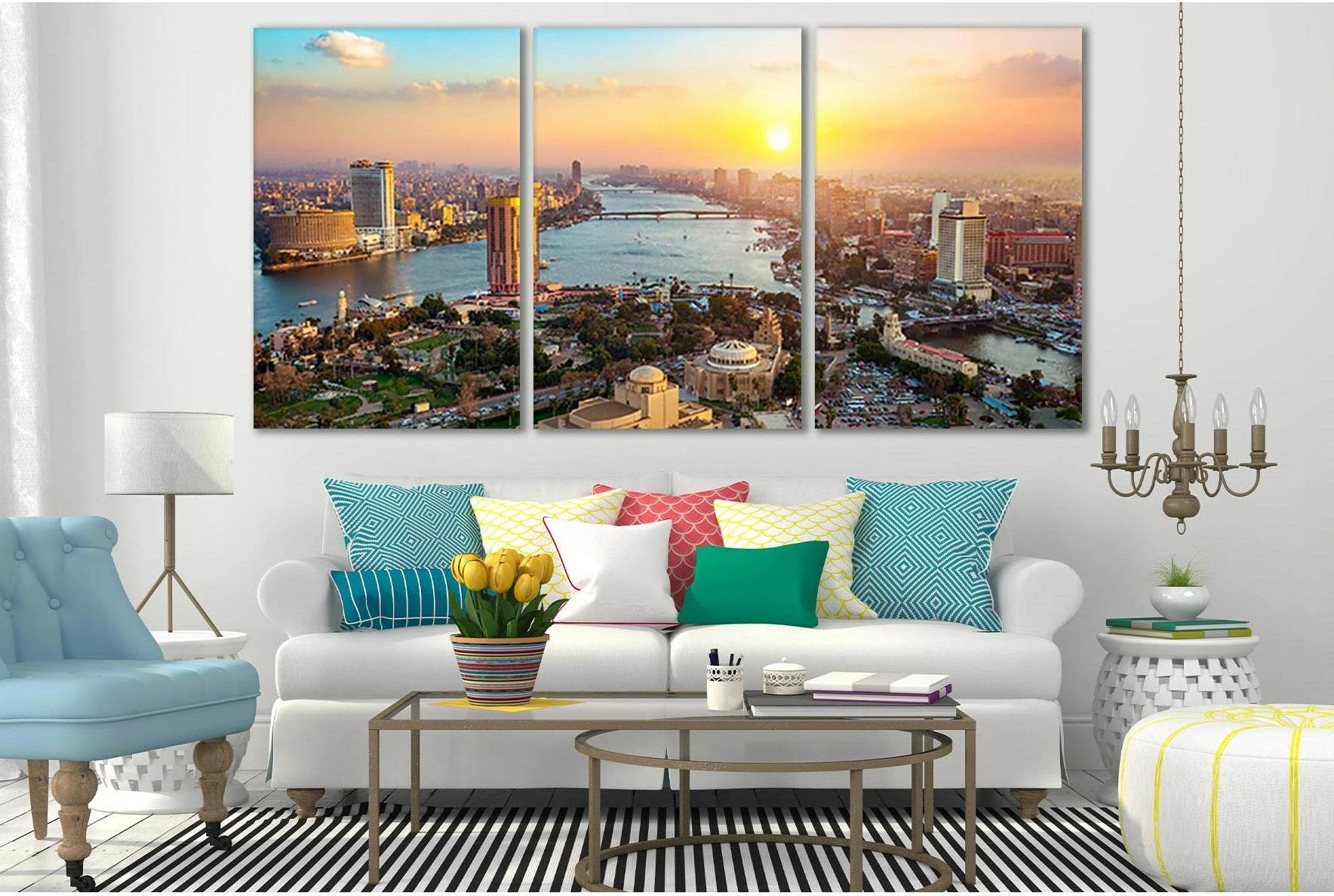 Panorama Of Cairo Egypt Cityscape №SL356 Ready to Hang Canvas Print - Zellart Canvas Prints 0new, ALL_Products, Cityscapes & Skylines