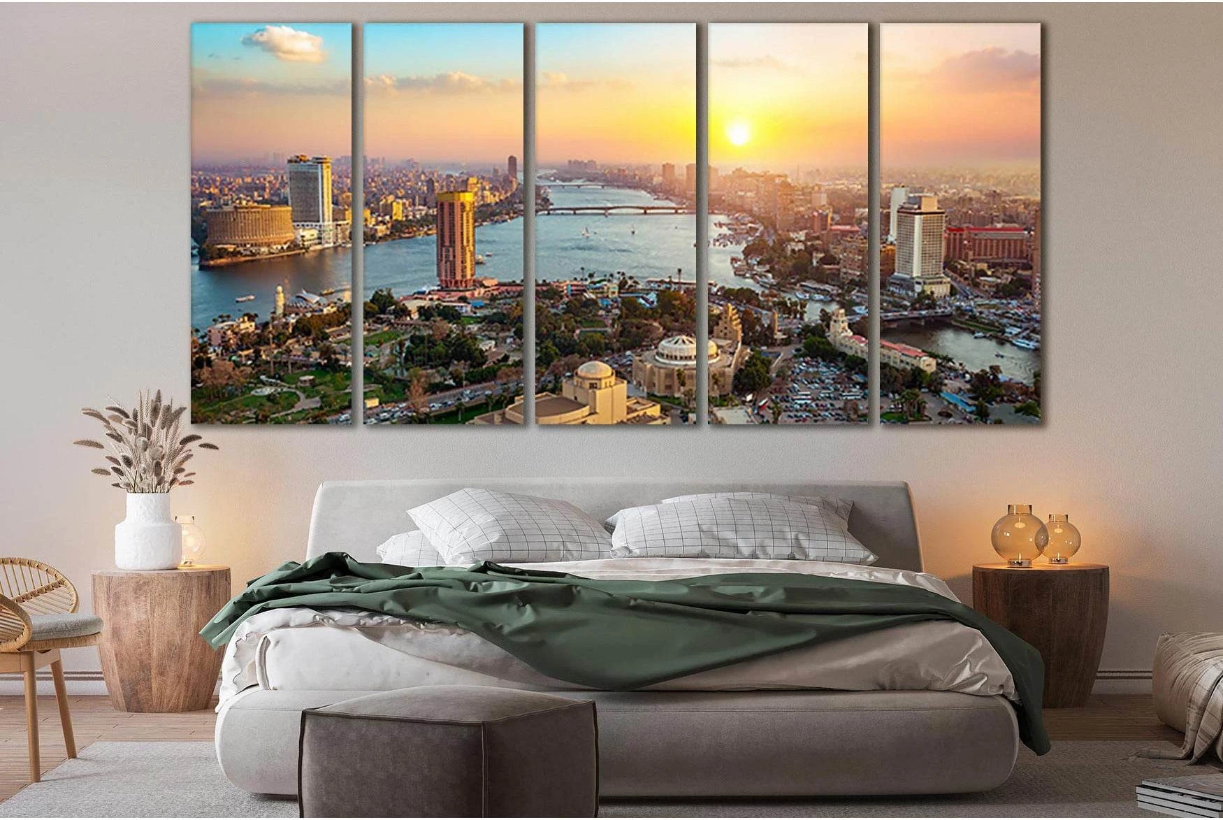 Panorama Of Cairo Egypt Cityscape №SL356 Ready to Hang Canvas Print - Zellart Canvas Prints 0new, ALL_Products, Cityscapes & Skylines