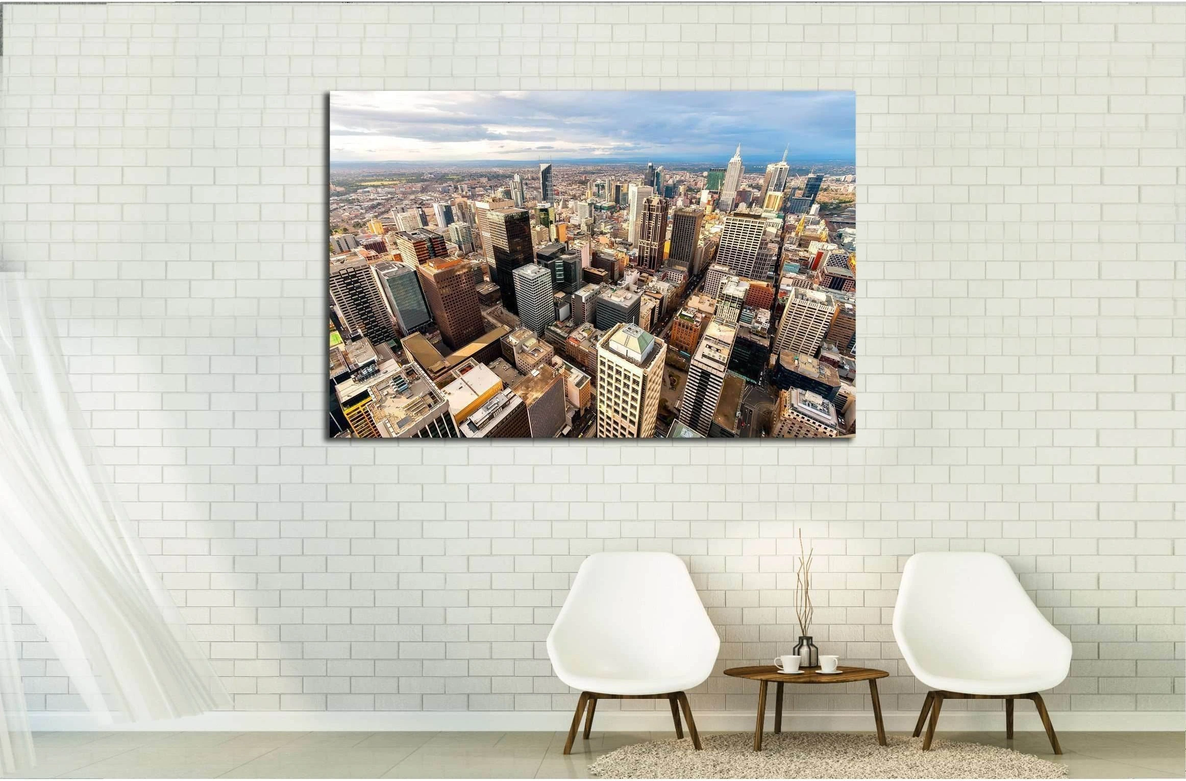 Panorama of Melbourne's city cente, Australia №2291 Ready to Hang Canvas Print - Zellart Canvas Prints ALL_Products, s-2291